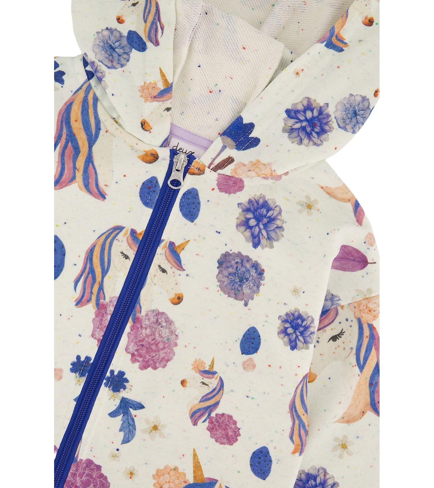 Kids & Baby Little and Big Girl 6-12 Hooded Zipped French Terry Cardigan Unicorn Print