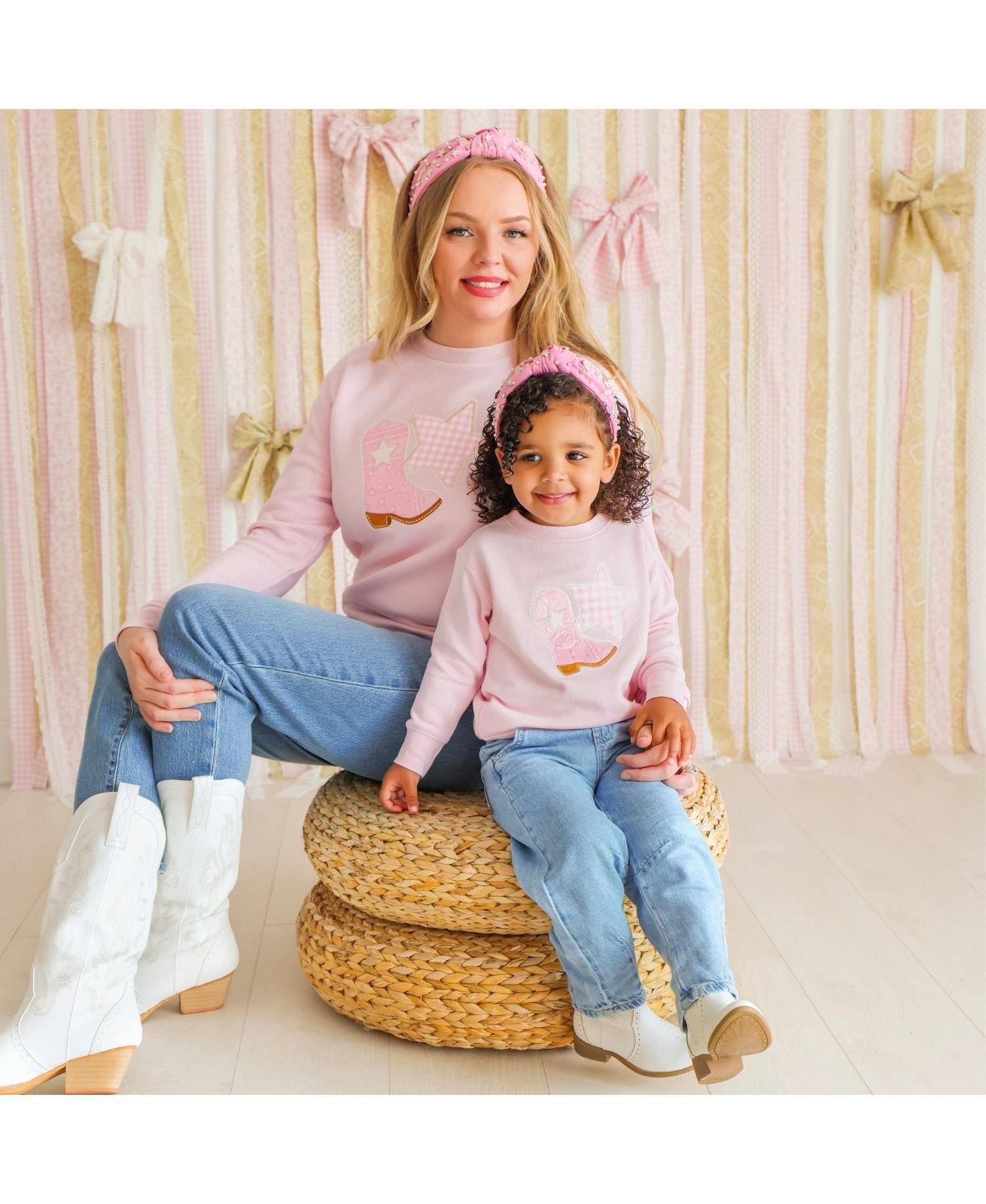 Little Girl's (5-8) Bandana Cowgirl Patch Western Sweatshirt