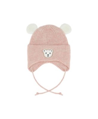 Baby Girl 3-24 Months Winter Knit Hat with Ear Flaps and Ears