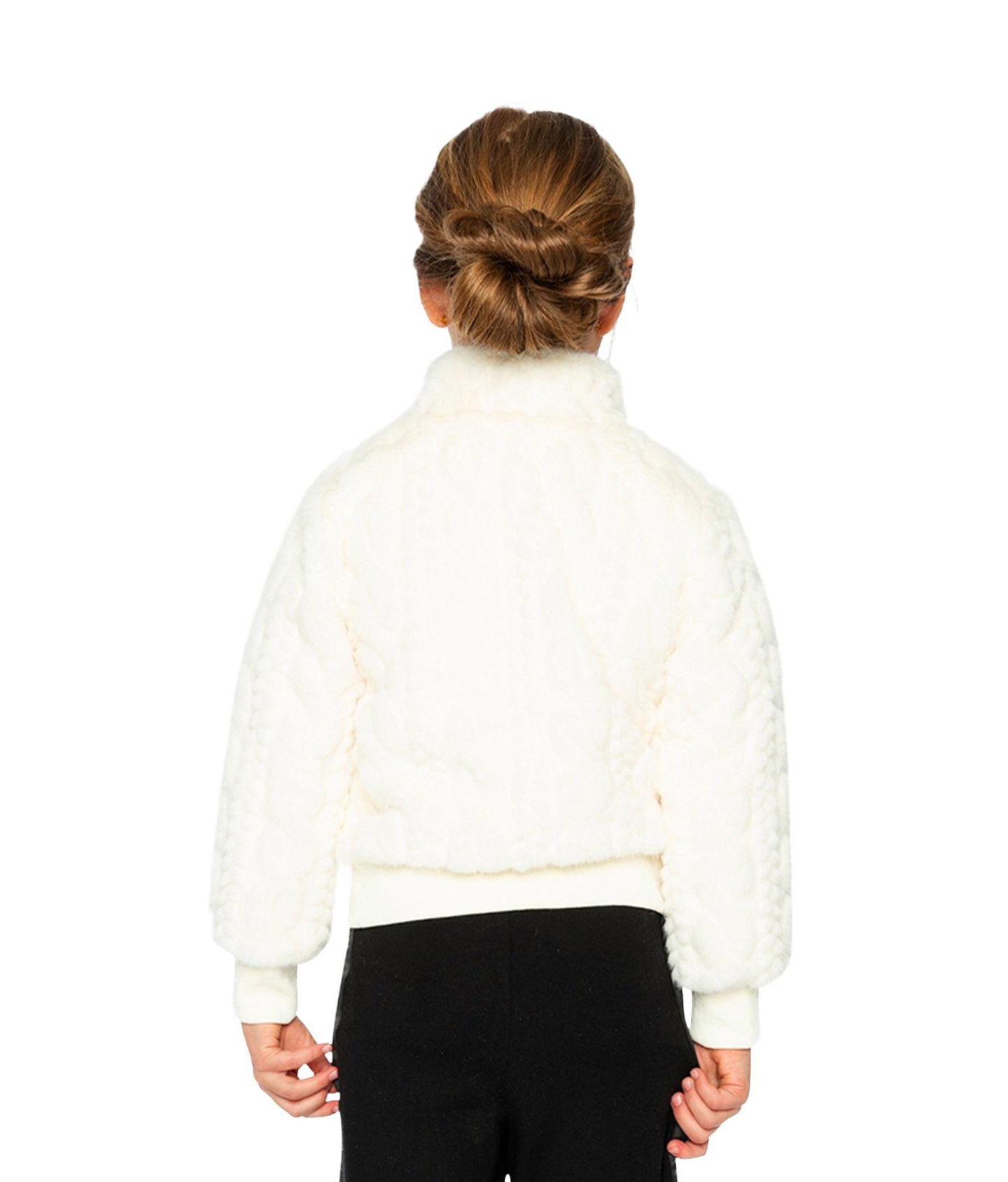 Куртка Deux par Deux Faux Fur Jacquard для девочек, цвет: Бежевый — фото 6