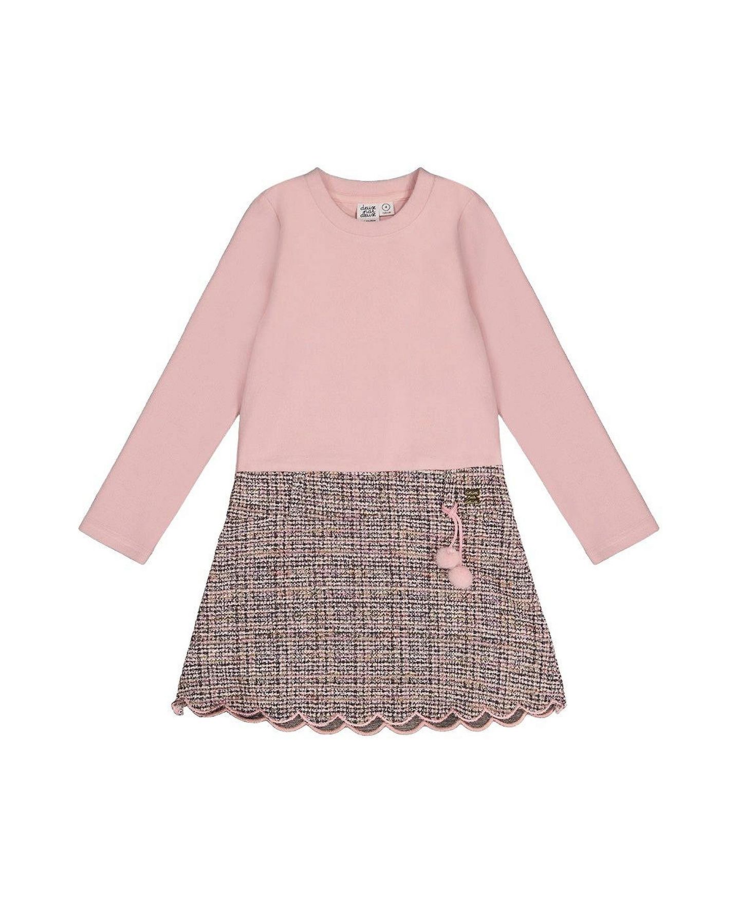 Платье Deux par Deux Girl Bi-Material Dress для девочек, цвет: Розовый / Чёрный — фото 1