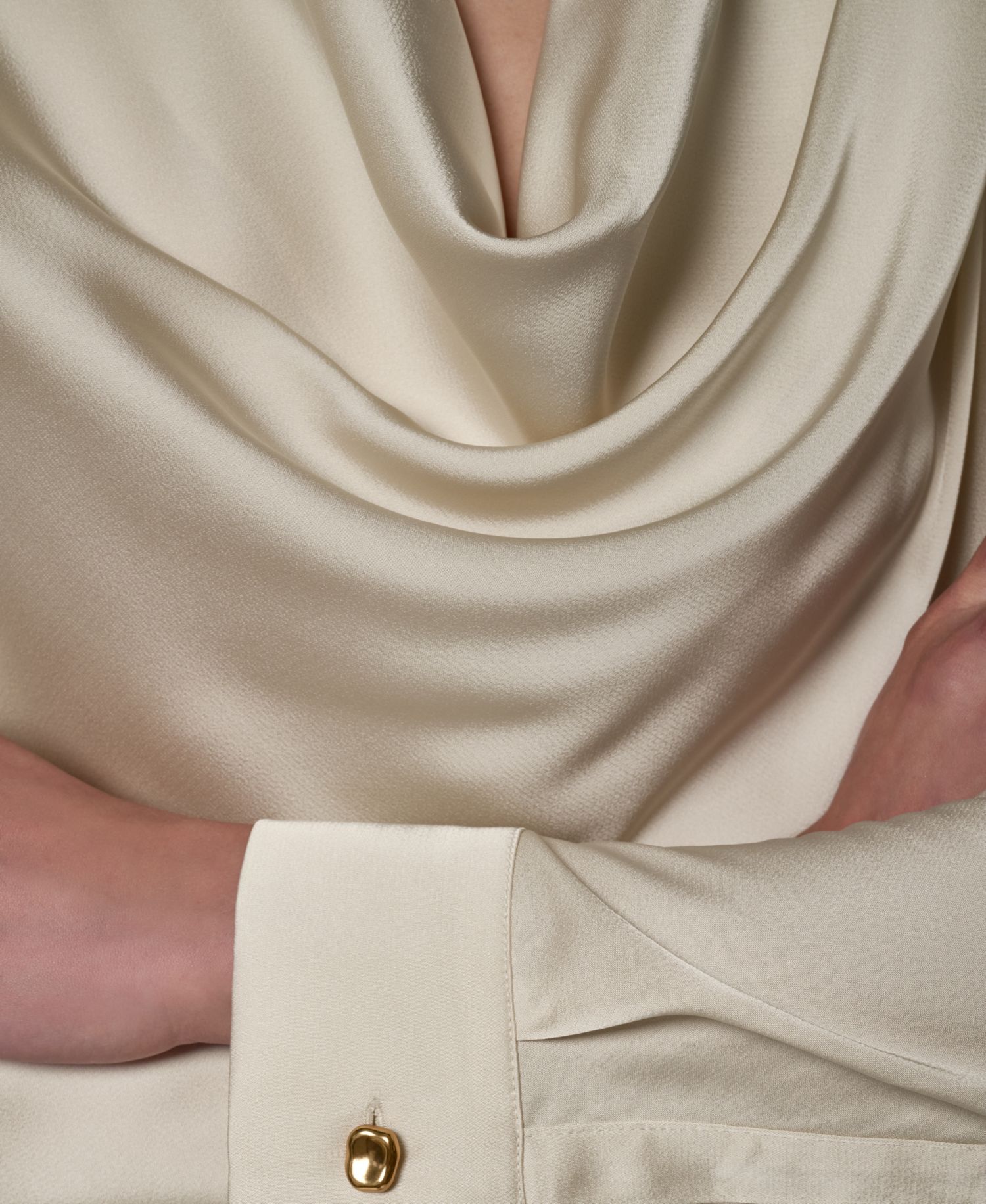 Petite Satin Back Crepe Long-Sleeve Top