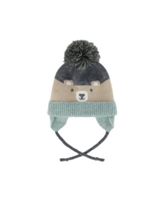 Baby Boy (6-24)Winter Knit Hat with Teddy Bear Face and Ears