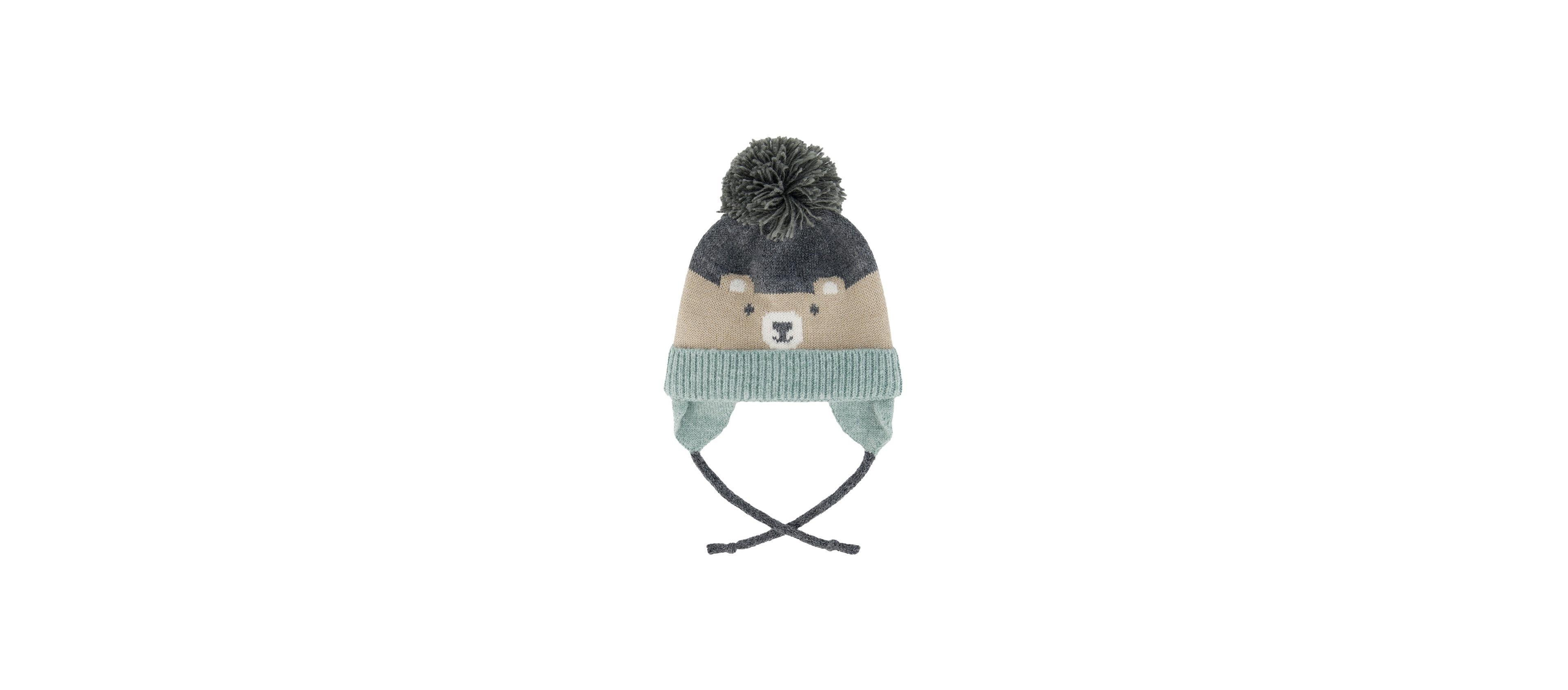 Deux par Baby Boys (6-24)Winter Knit Hat with Teddy Bear Face and Ears