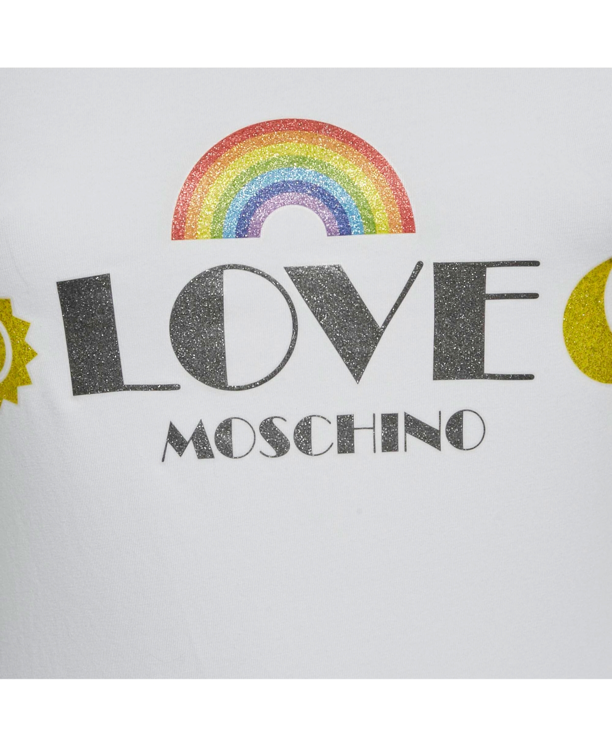 Pre-Owned Love Moschino Women's Glitter Logo Graphic T-Shirt