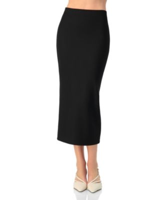 Women's Smooth Stretch Knit High Waist Fitted Midi Skirt