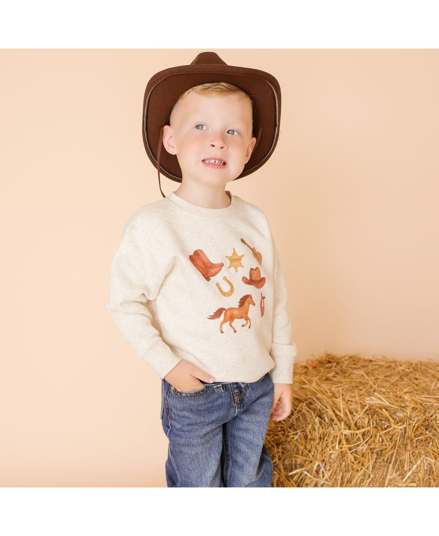Little Boys 5-8 Years Western Cowboy Sweatshirt
