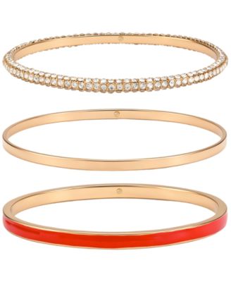 Gold-Tone Crystal Stone Bangle Bracelet, 3-Piece Set