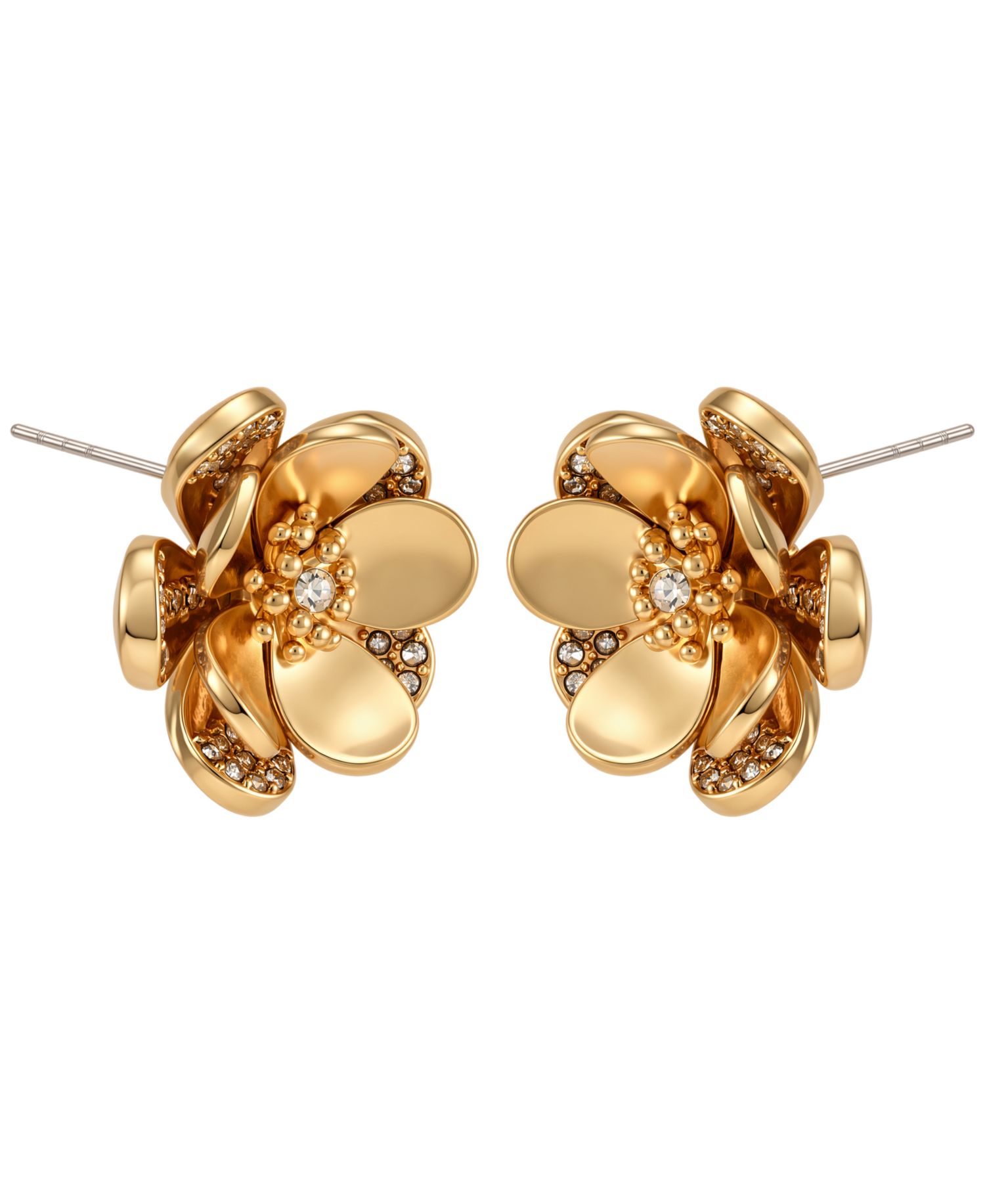 Gold-Tone Crystal Stone Oversized Stud Earrings