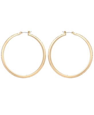 Gold-Tone Crystal Stone Hoop Earrings