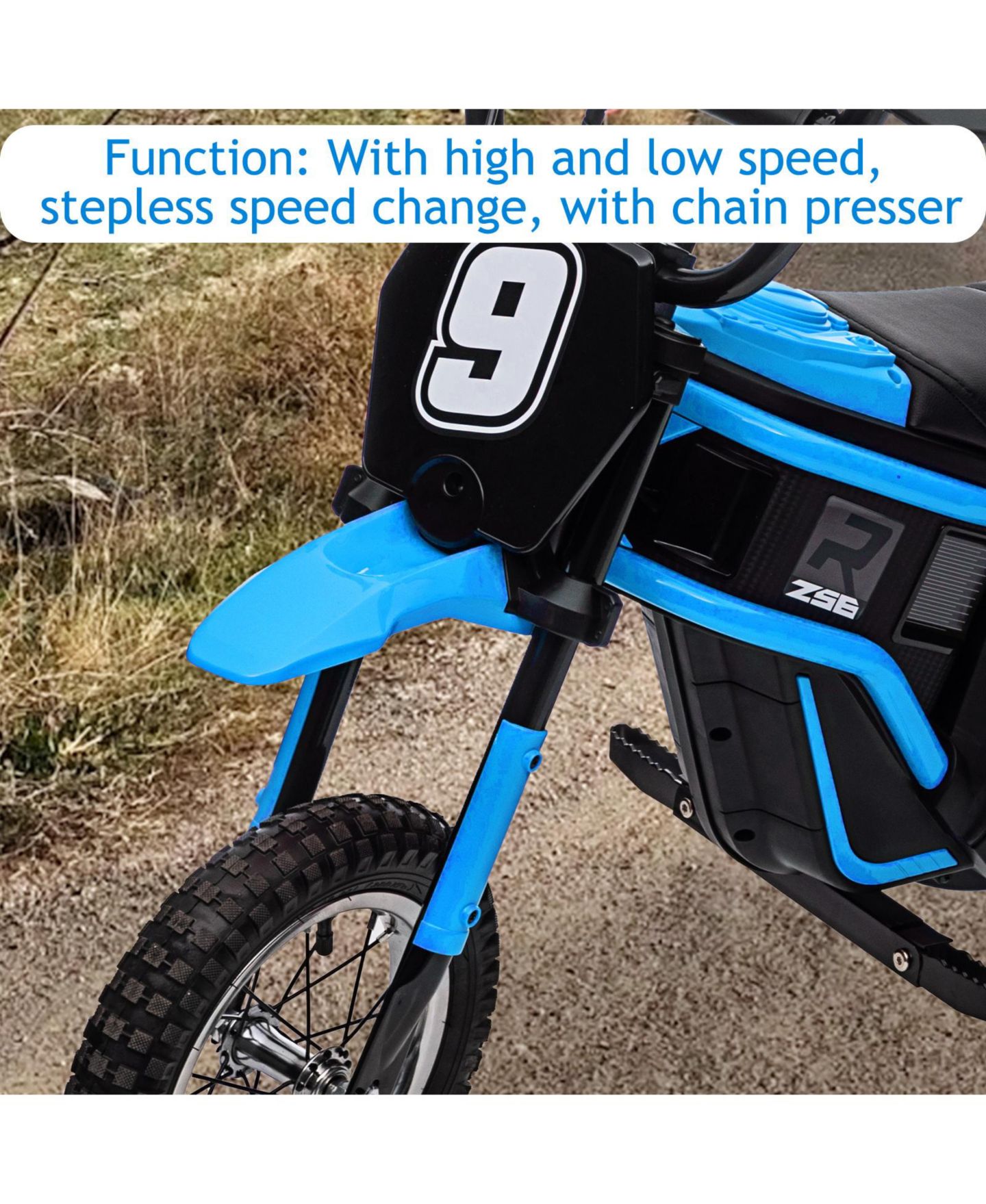 Детская игрушка homfan 24V 350W Electric Dirt Bike with 3 Speed Modes & Shock-Absorbing Suspension, Ages 8-14, цвет: Синий — фото 8