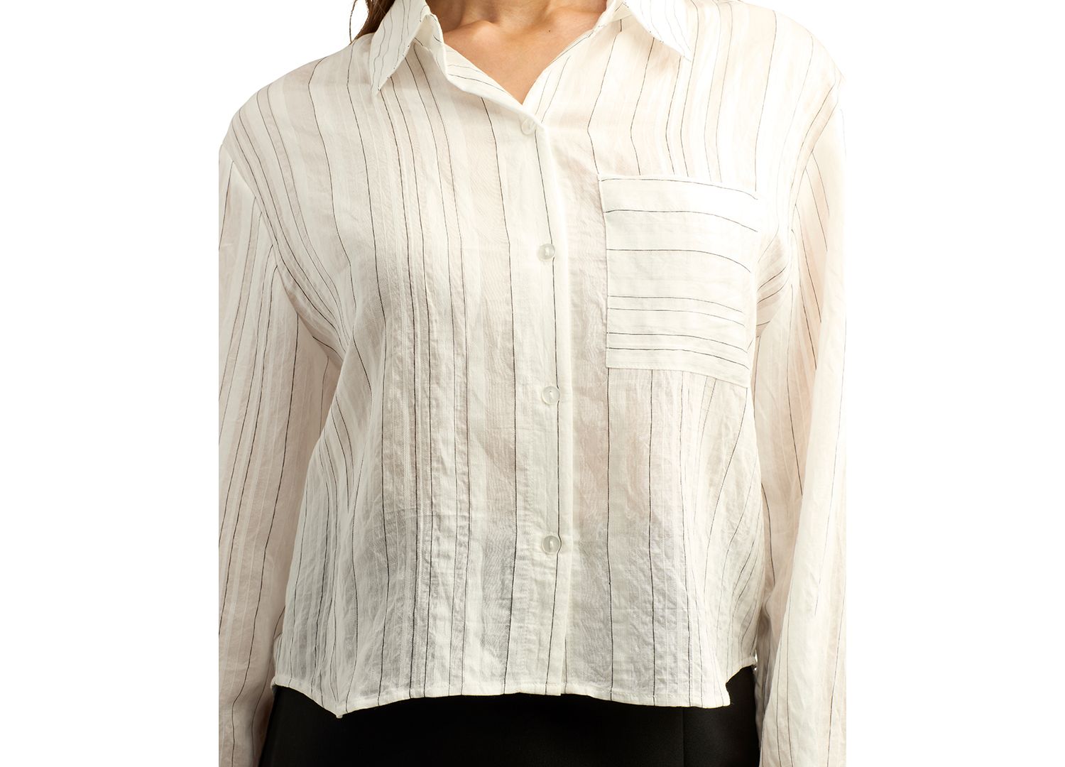 Juniors' Striped Collared Button-Up Shirt