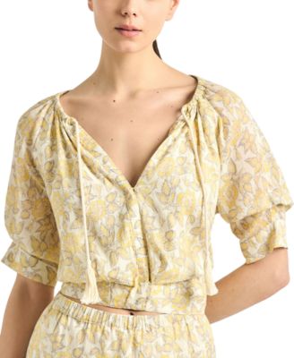 Women's Suri Printed V-Neck Tuck Front Top