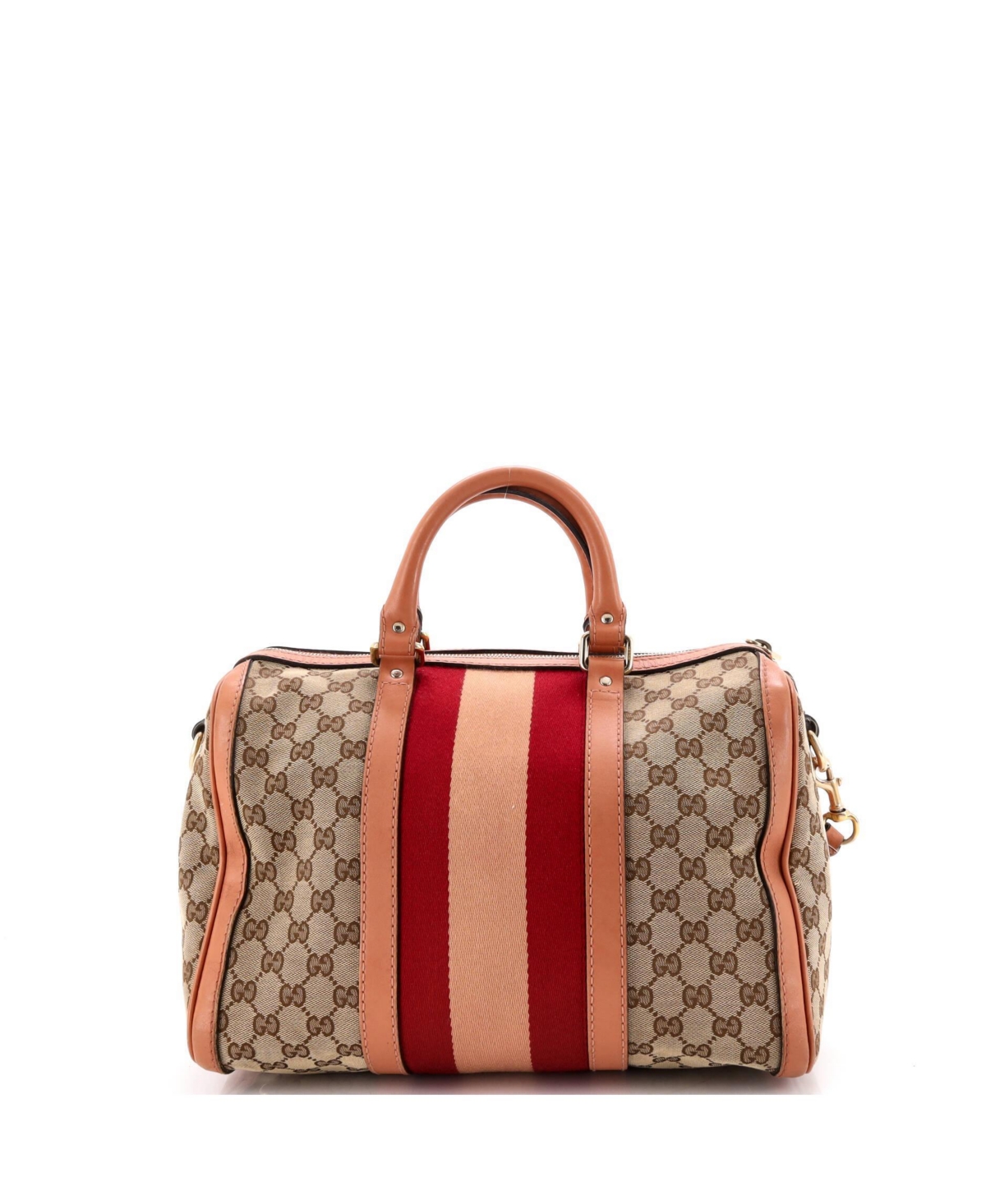 Pre-Owned Gucci Medium Vintage Web Boston Bag Gg Canvas