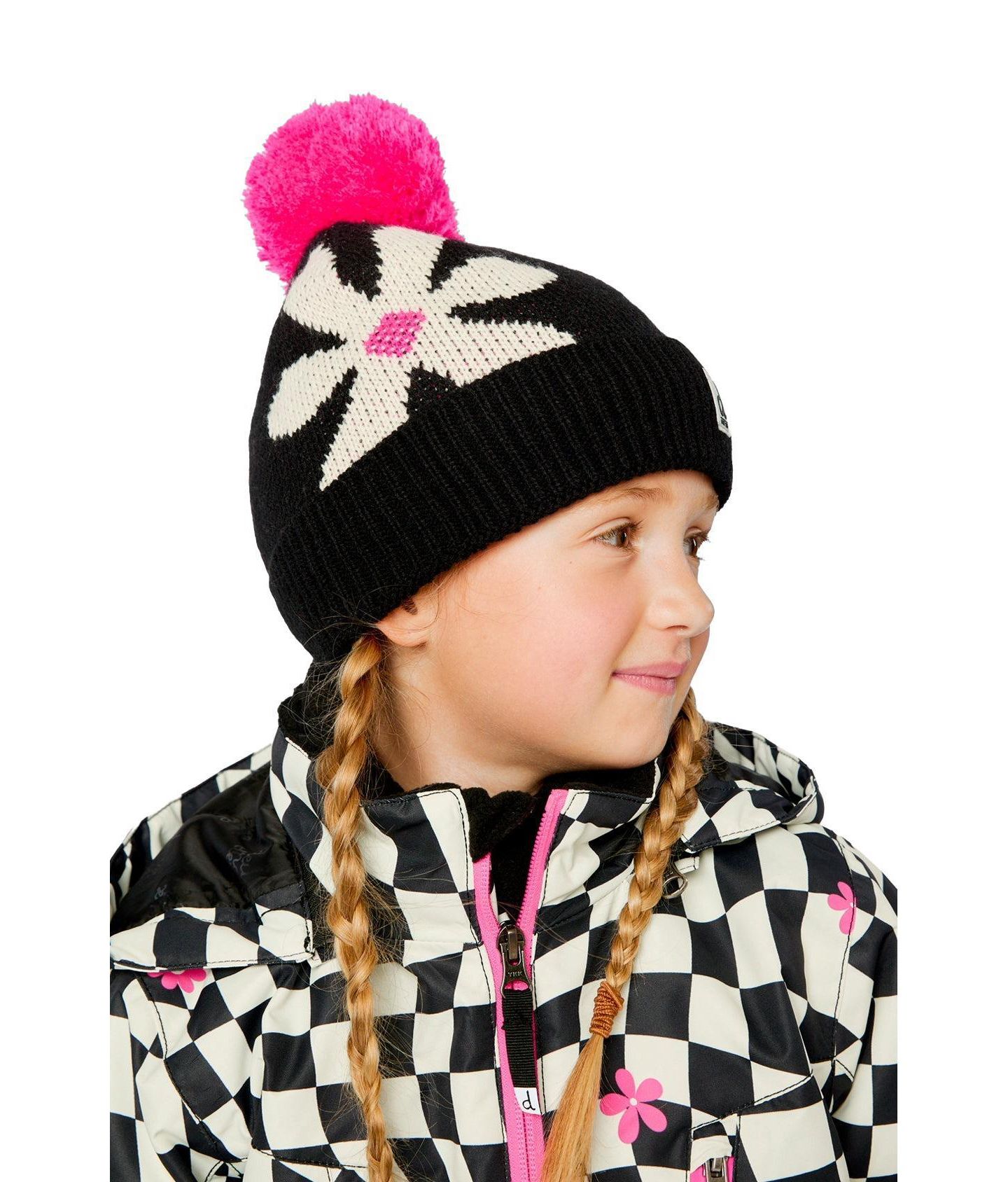 Шапка Deux par Deux Winter Knit Hat with Pompom для девочек, цвет: Чёрный / Белый — фото 2