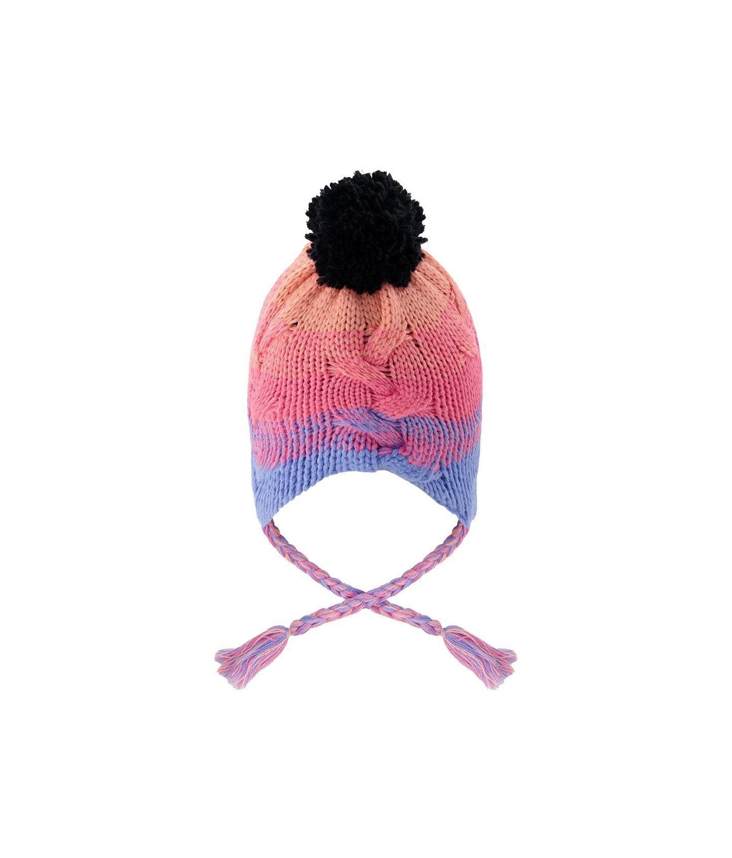 Шапка Deux par Deux Winter Peruvian Knit Hat with Pompom для девочек, цвет: Синий / Розовый — фото 3