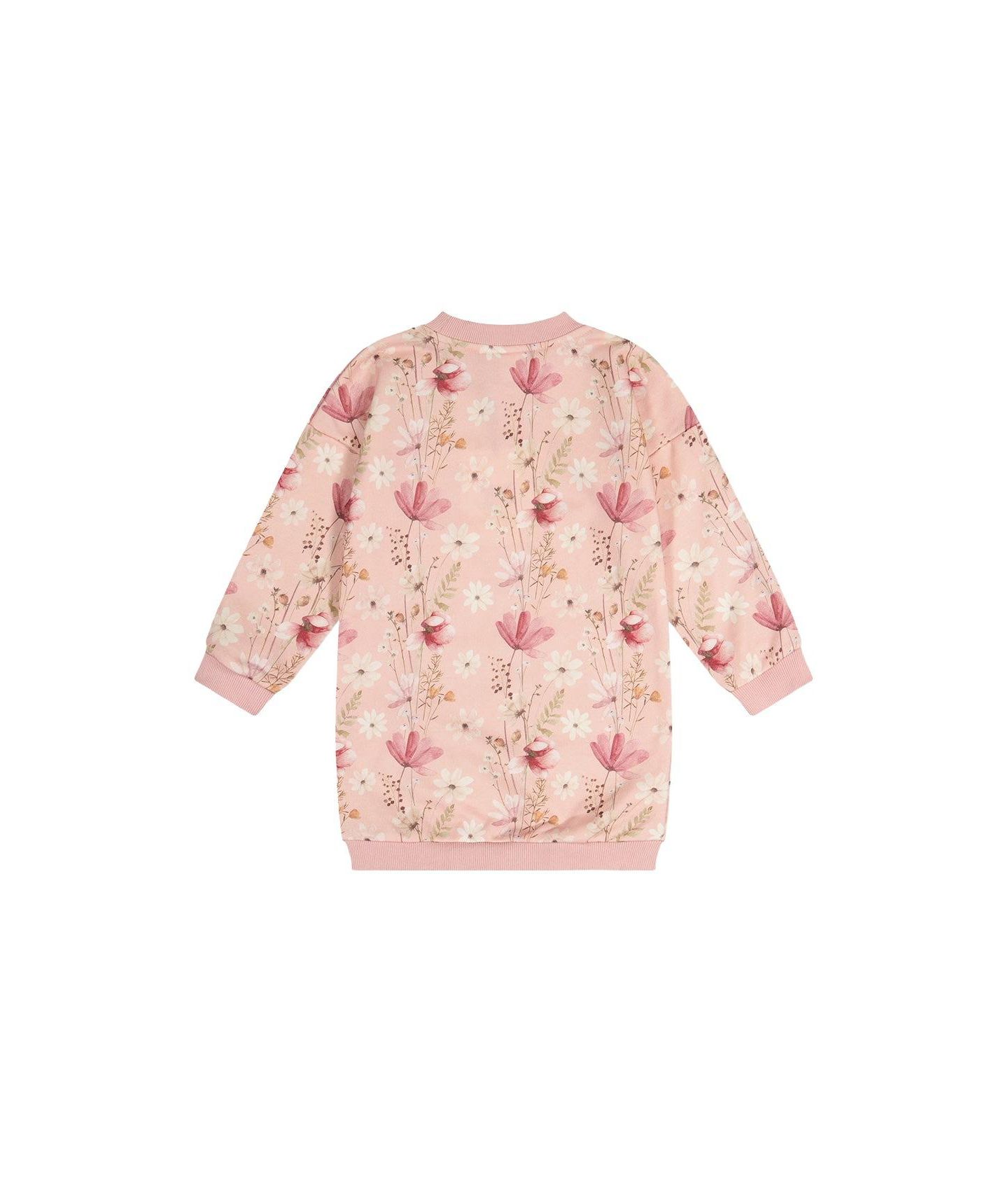 Платье Deux par Deux French Terry Dress Pink Printed Flowers для девочек, цвет: Розовый с принтом — фото 6