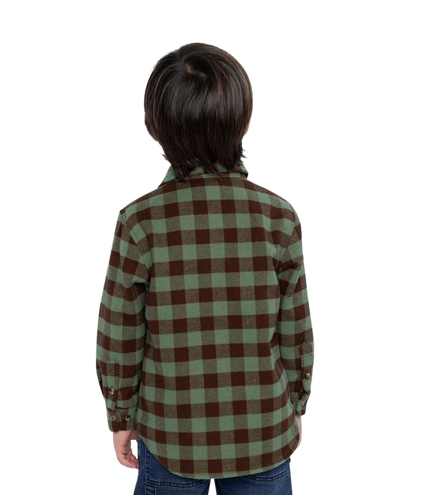 Рубашка Deux par Deux Brushed Flannel Shirt для мальчиков-малышей, цвет: Зелёный / Коричневый — фото 5