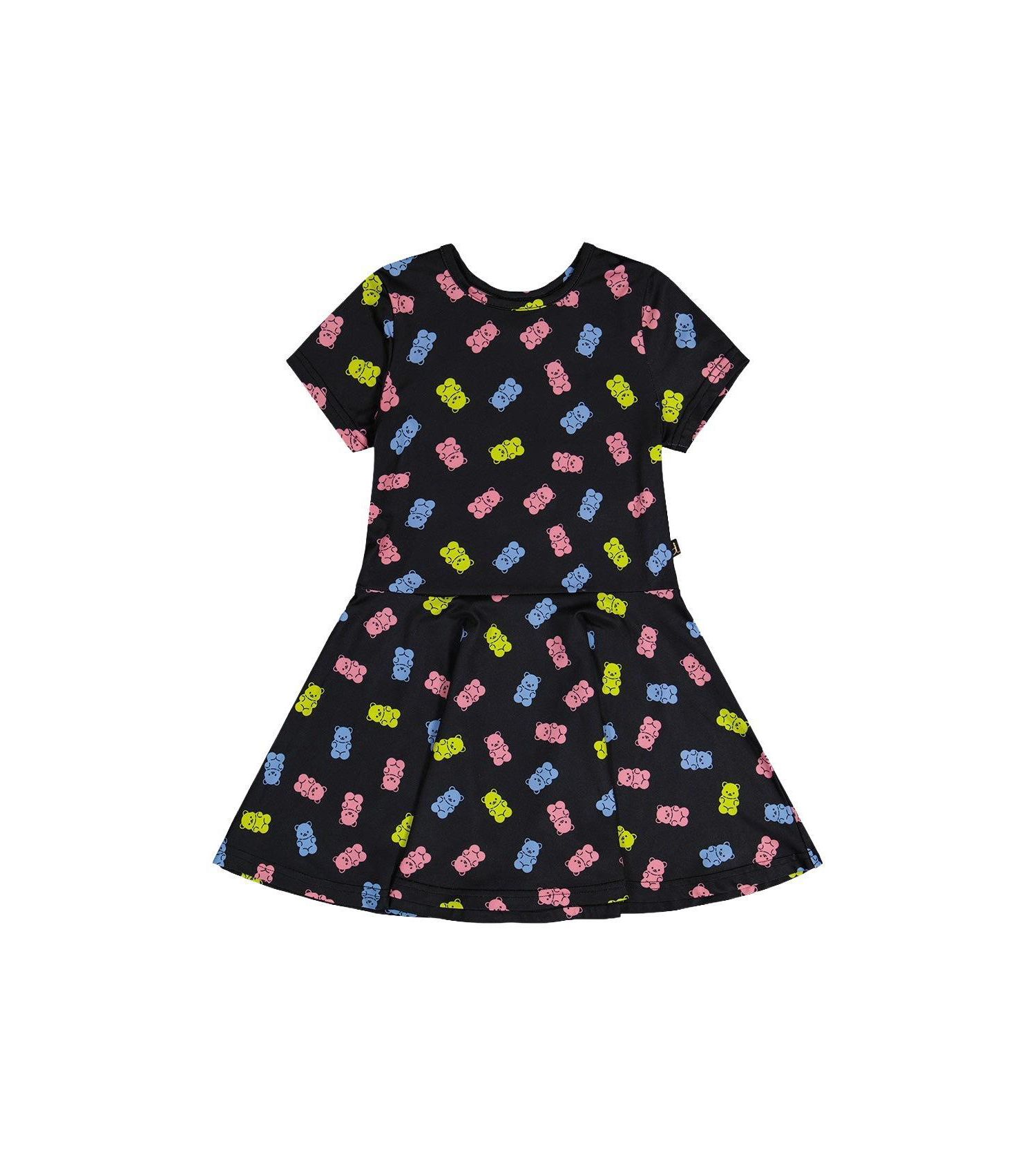 Little and Big Girl Short Sleeve Dress(6-12)Printed Gummy Bears