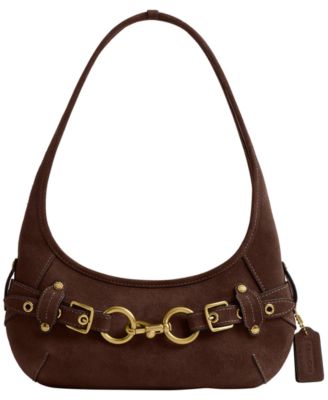 Belted Ergo Suede Small Shoulder Handbag