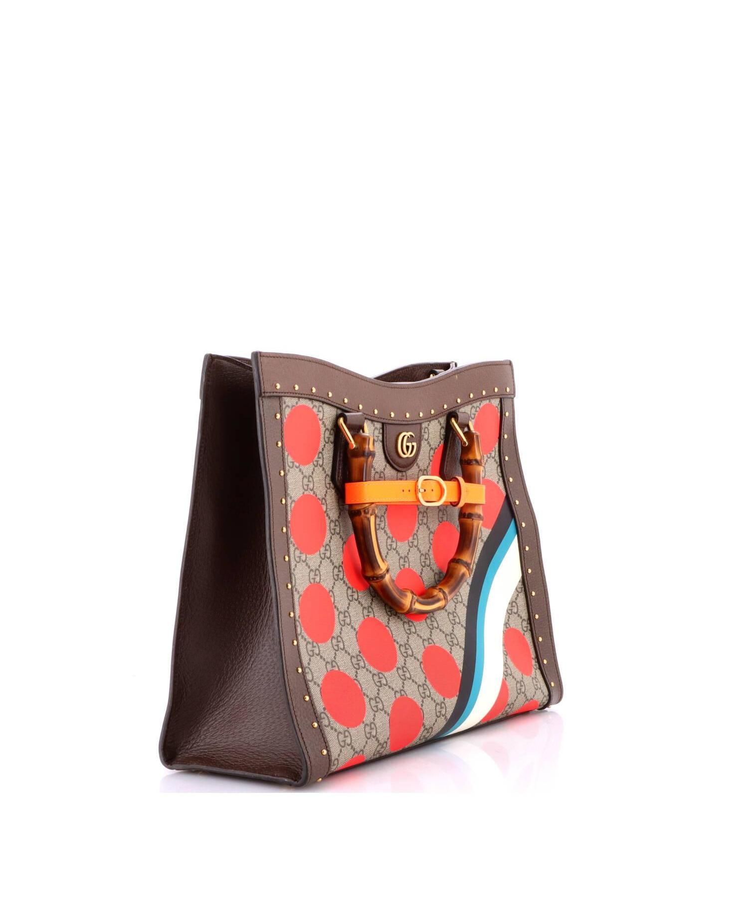Medium Diana NM Bamboo Handle Tote Printed GG Coated Canvas and Studded Leather