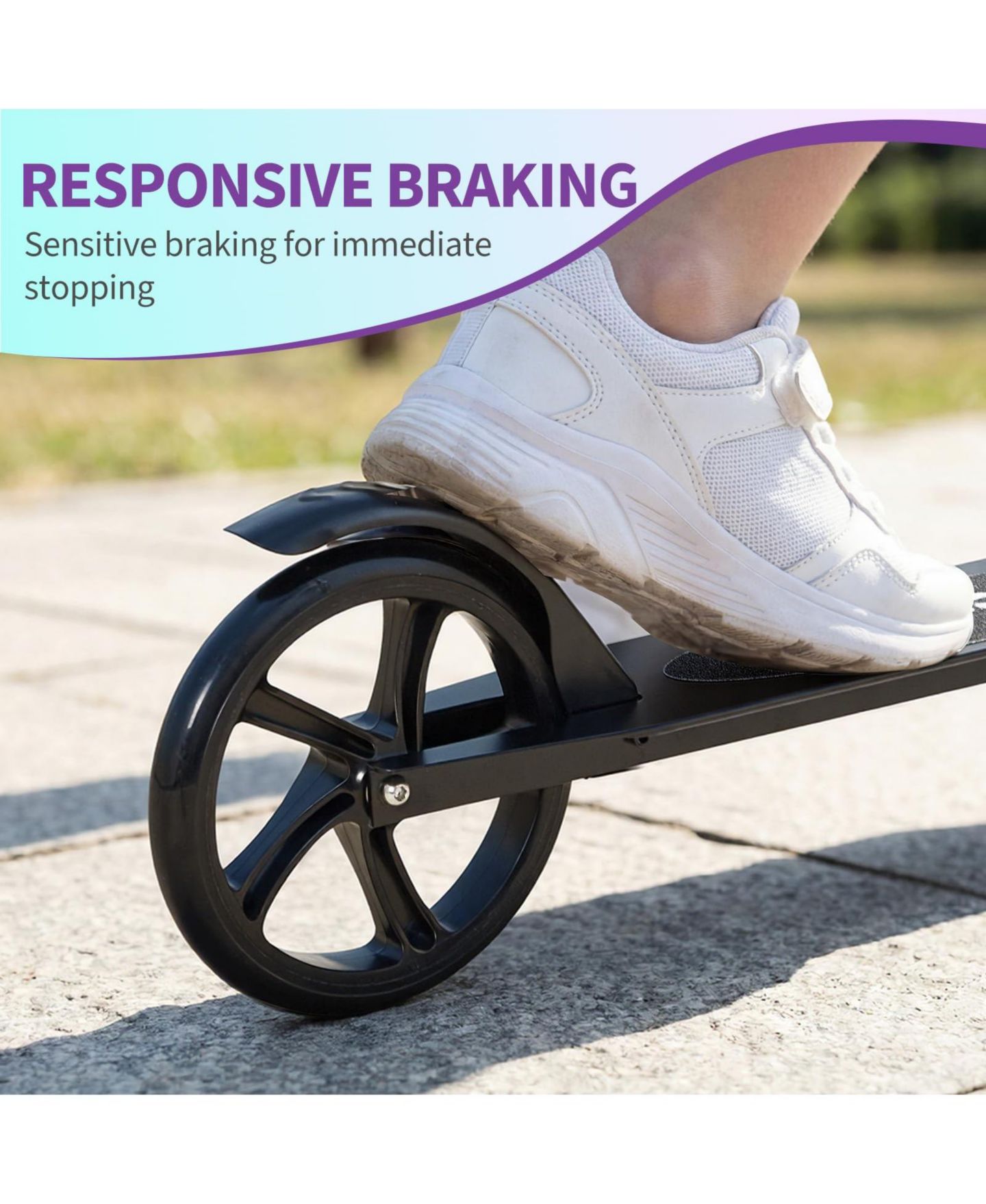 Детская игрушка homfan Big Wheels Adjustable Handlebar Foldable Scooter, Ages 3-6, цвет: Чёрный — фото 6