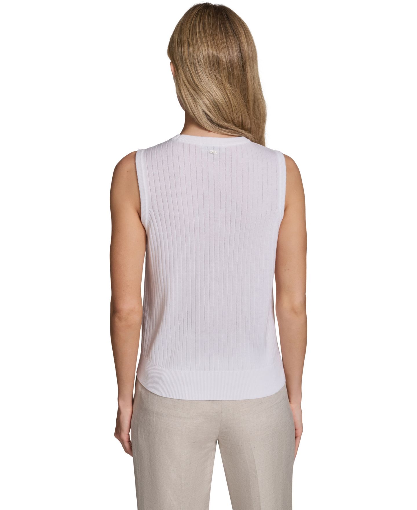 Женский свитер Calvin Klein Sleeveless Crewneck Knit, цвет: Белый — фото 5