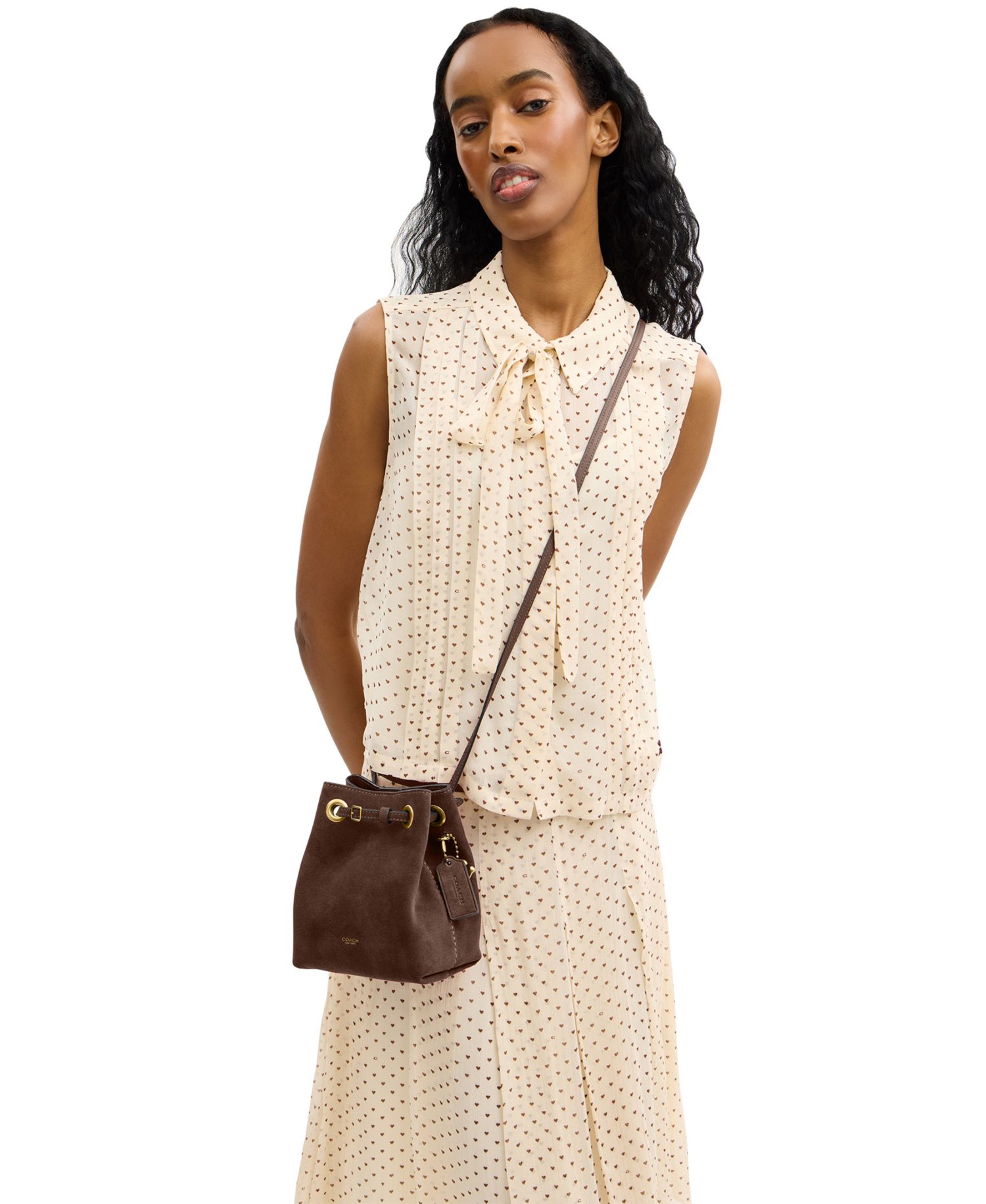 Jade Small Suede Drawstring Bag