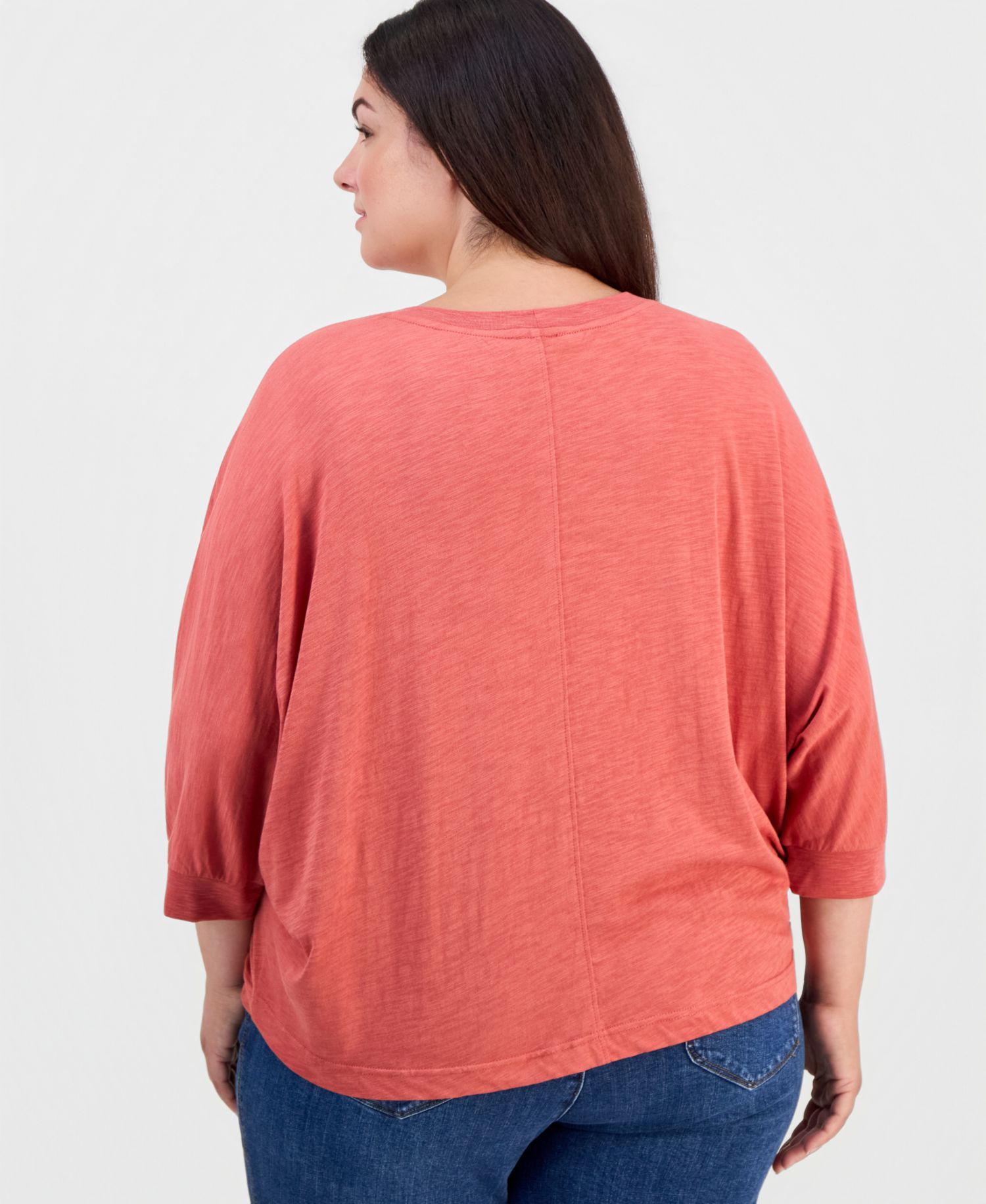 Plus Size Dolman-Sleeve Soutache Floral-Embroidered Top