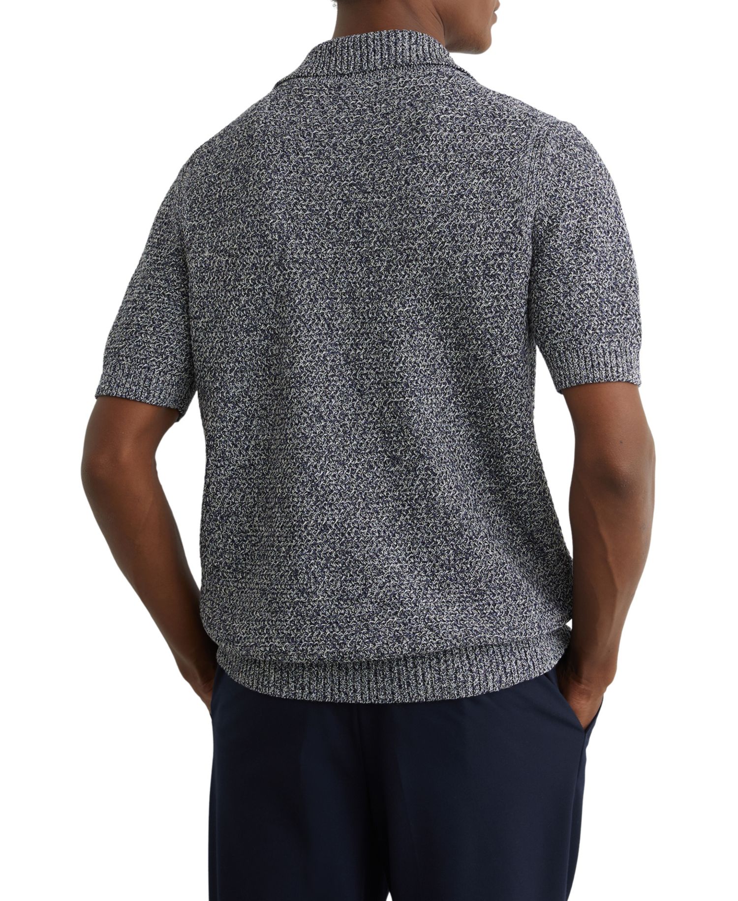 Men's Owen Speckle-Knit Open-Collar Polo Shirt