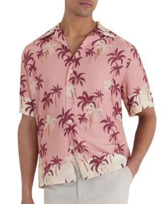 Men's Madrona Palm-Print Cuban-Collar Shirt