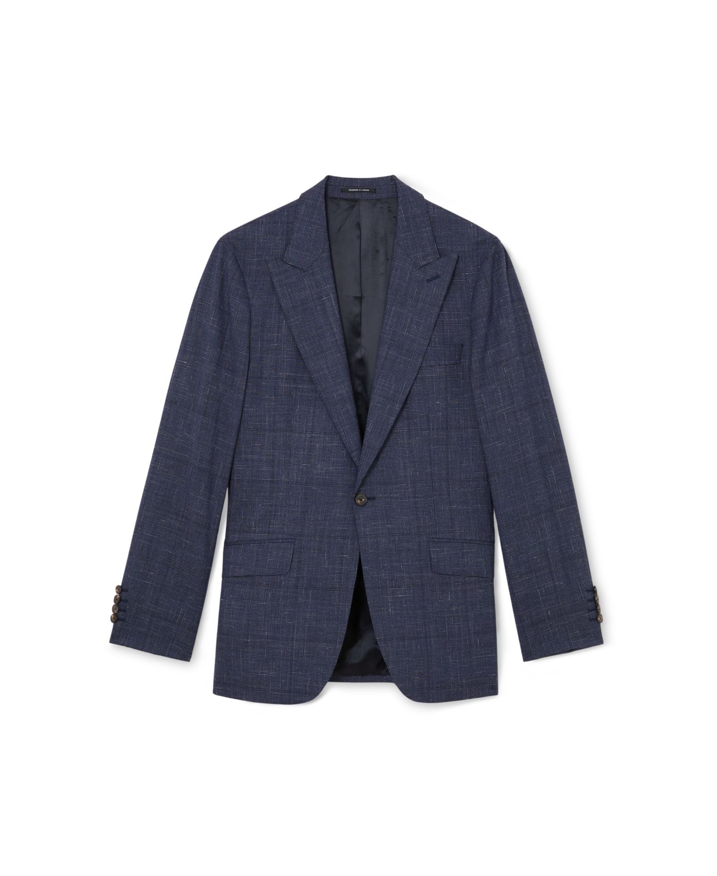Мужской пиджак REISS Penso Wool-Blend Check Single-Breasted Classic-Fit Suit Blazer, цвет: Тёмно-синий — фото 2