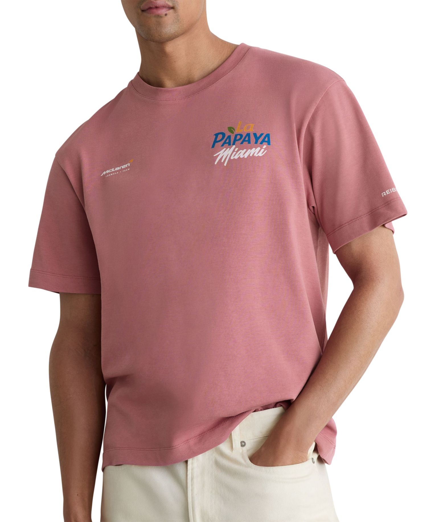 Men's La Papaya McLaren Racing Miami Papaya-Print Unisex-Fit T-Shir