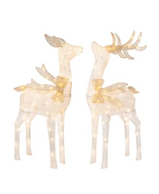 Christmas 3D Glittered Fabric Reindeer D&eacute;cors, Set of 2