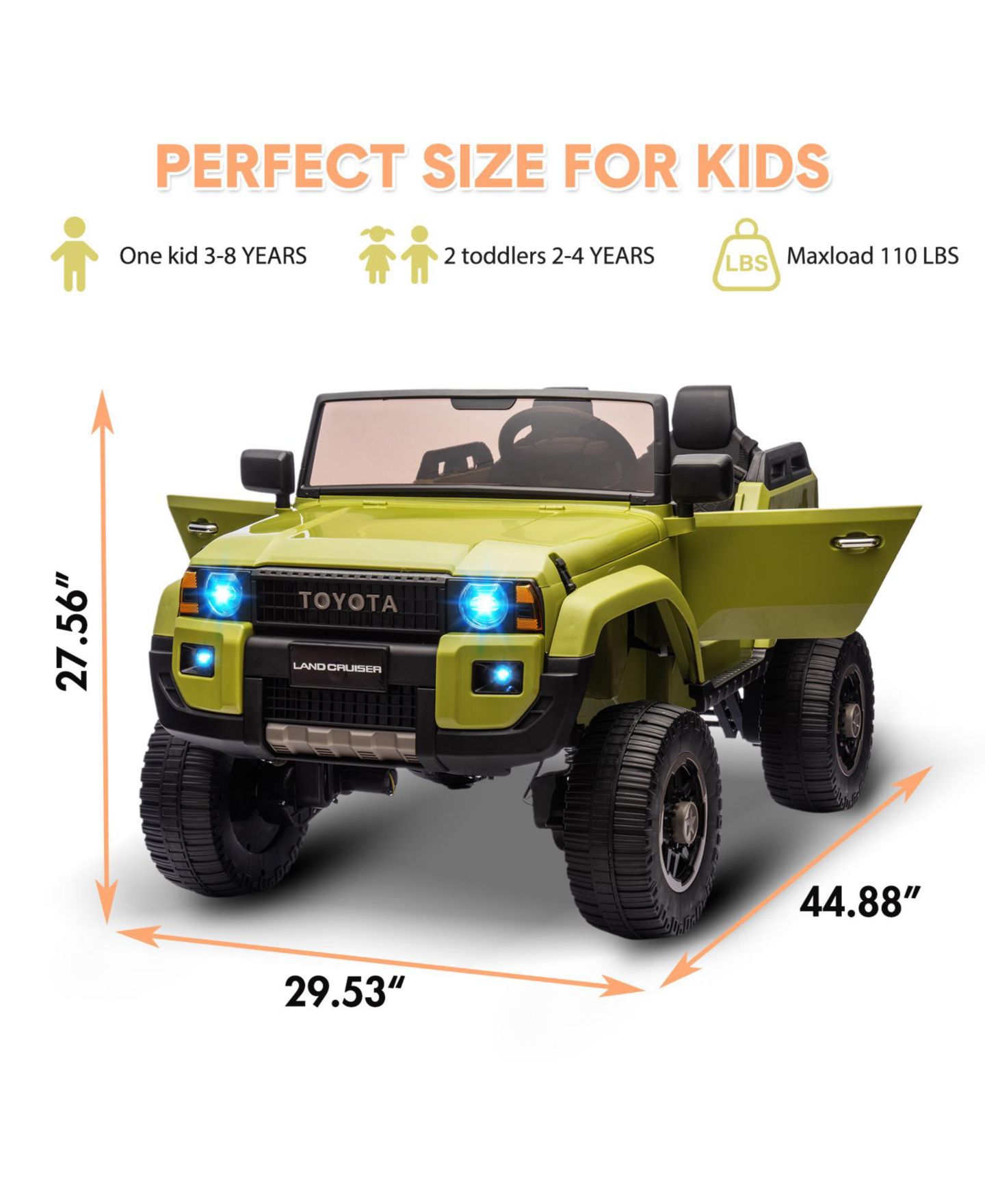 Детская игрушка homfan 44.9"L x 26.8"W 4WD 24V Electric Ride-On Car with Remote Control, 2-Seater, Ages 3+ — фото 2