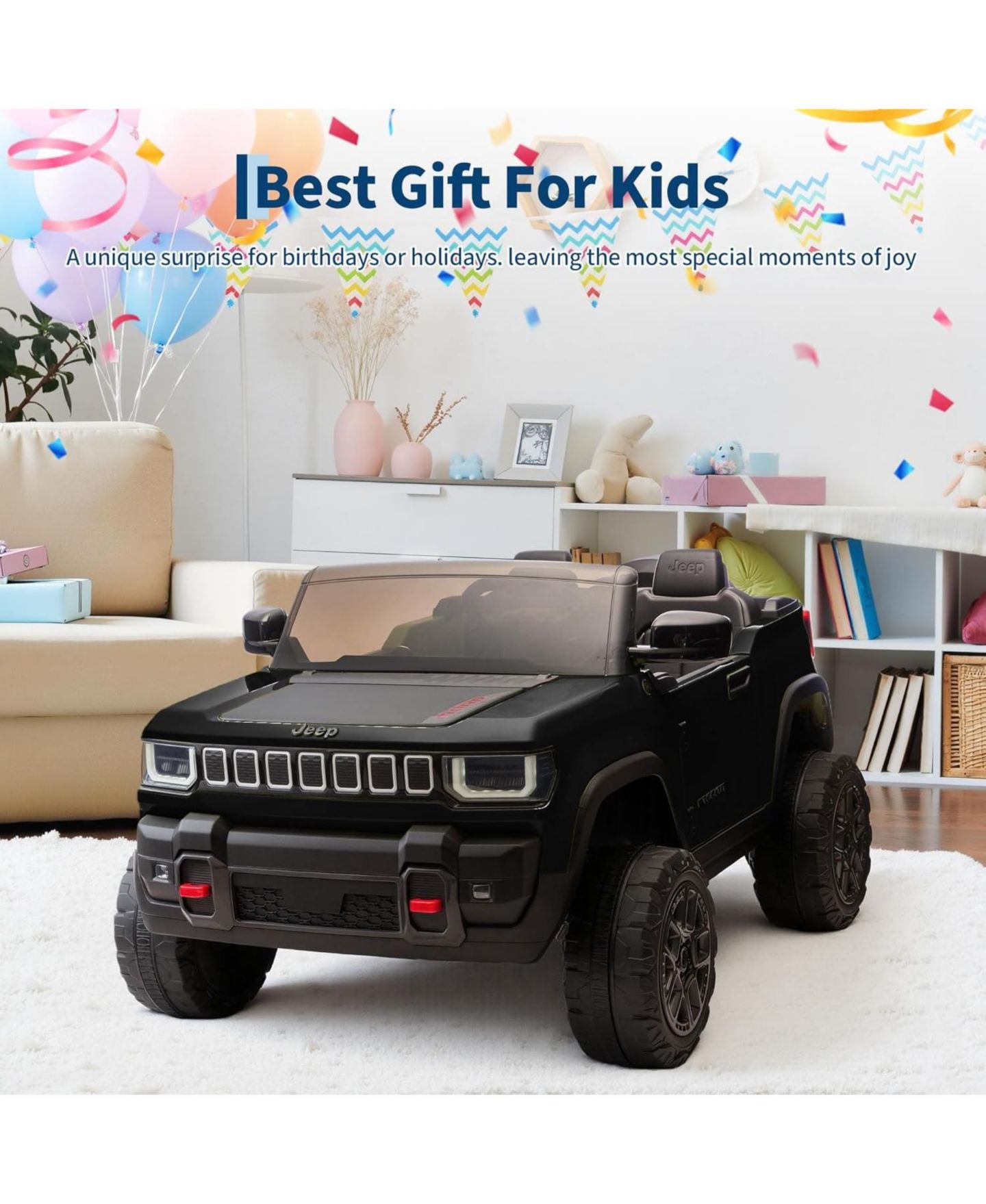 Детская игрушка homfan 41.7" x 27.2" x 13.8" Licensed 24V 2-Seater Electric Ride On Car, Ages 3-6, цвет: Чёрный — фото 9