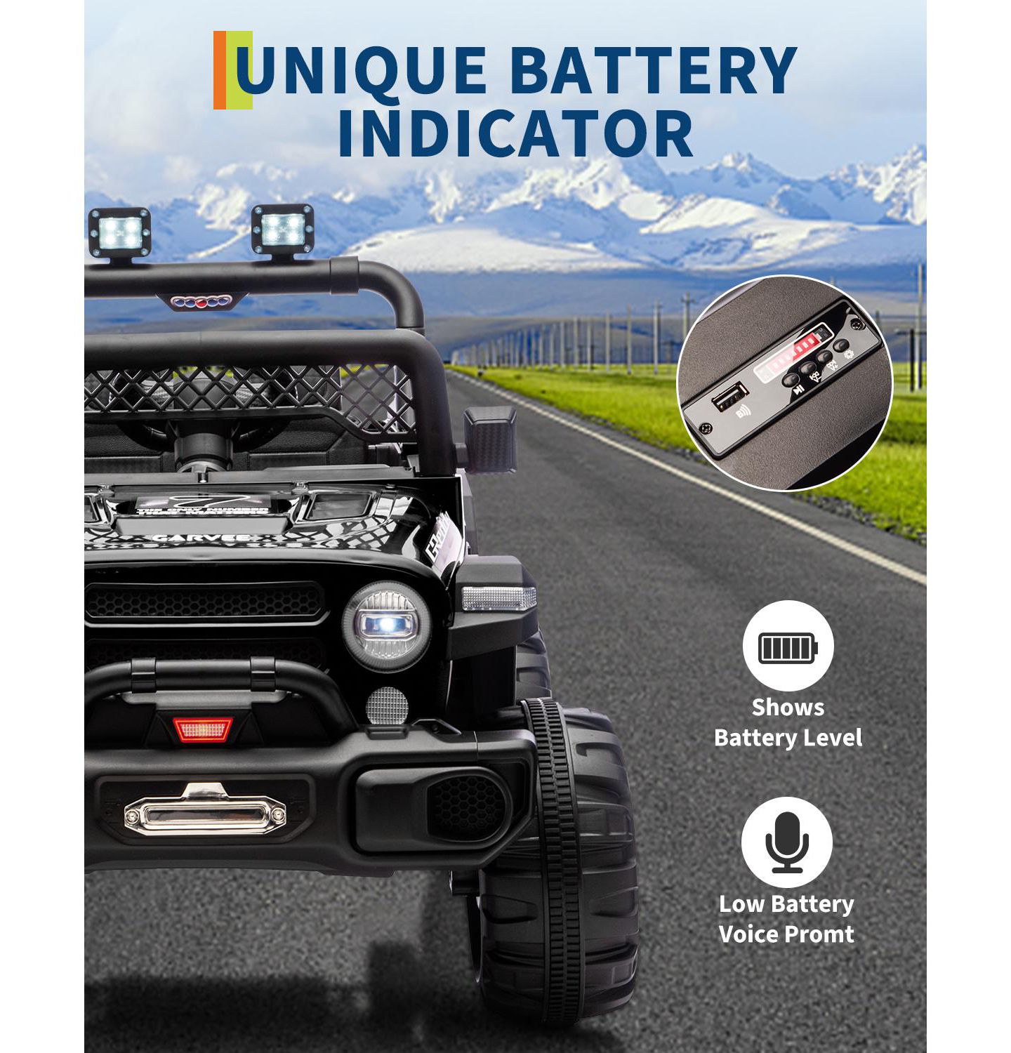 Детская игрушка homfan 43.3"L x 28.3"W x 28.3"H 12V Battery Powered Remote Control Electric Ride-On Car, Ages 3-6, цвет: Чёрный — фото 6