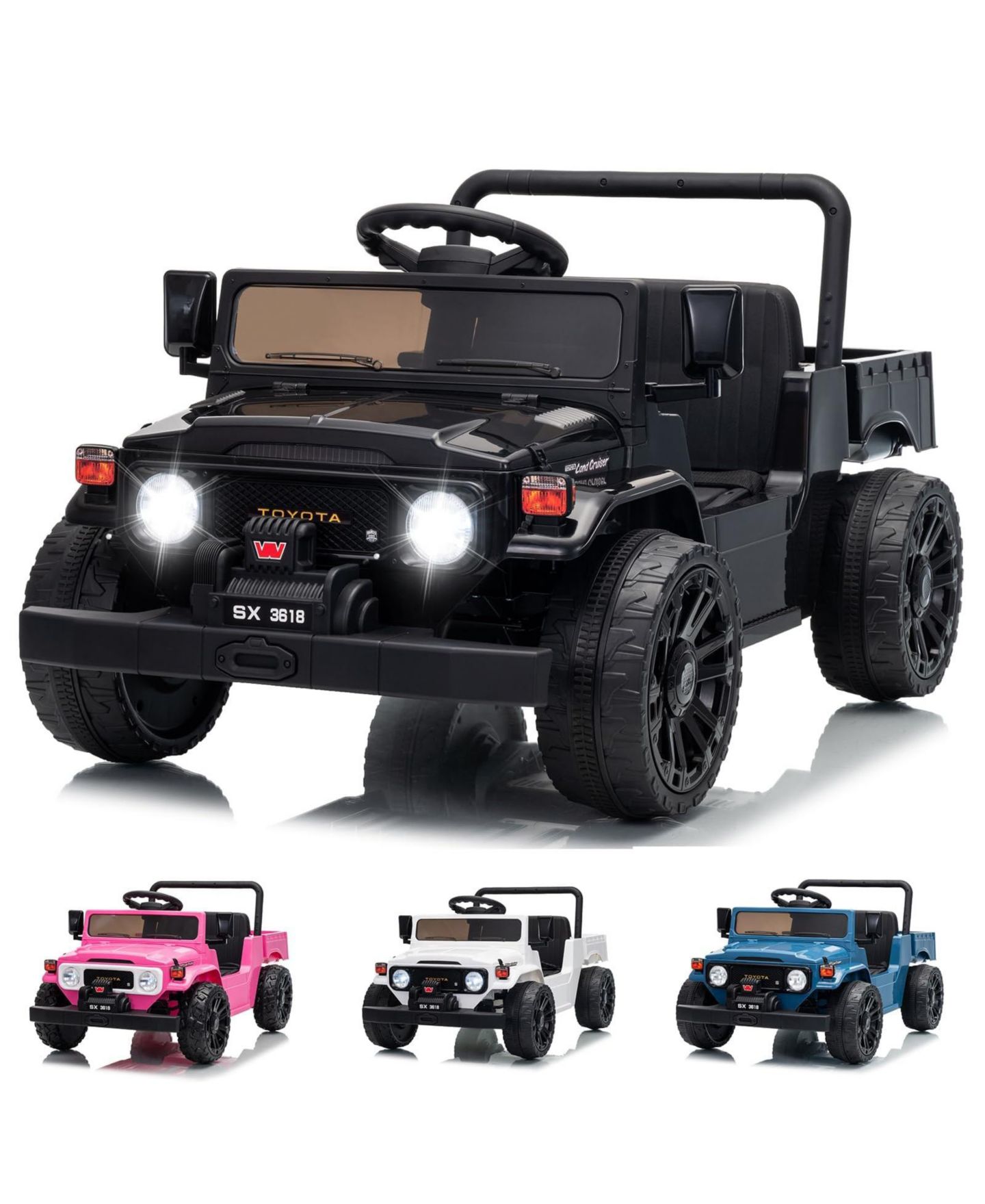 Детская игрушка homfan Licensed Toyota Pickup Metal 12V Battery Powered with Remote Control Ride-On, 66 lbs Capacity, Ages 3-6, цвет: Чёрный — фото 9
