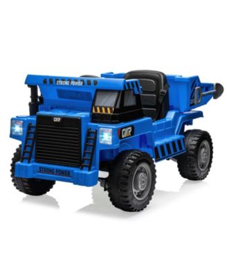 12V 4WD Ride-On Dump Truck with Remote Control - Construction Vehicle with Dump Bed and Shovel - 2 Speeds, Outdoor Toy for Ages 3-7