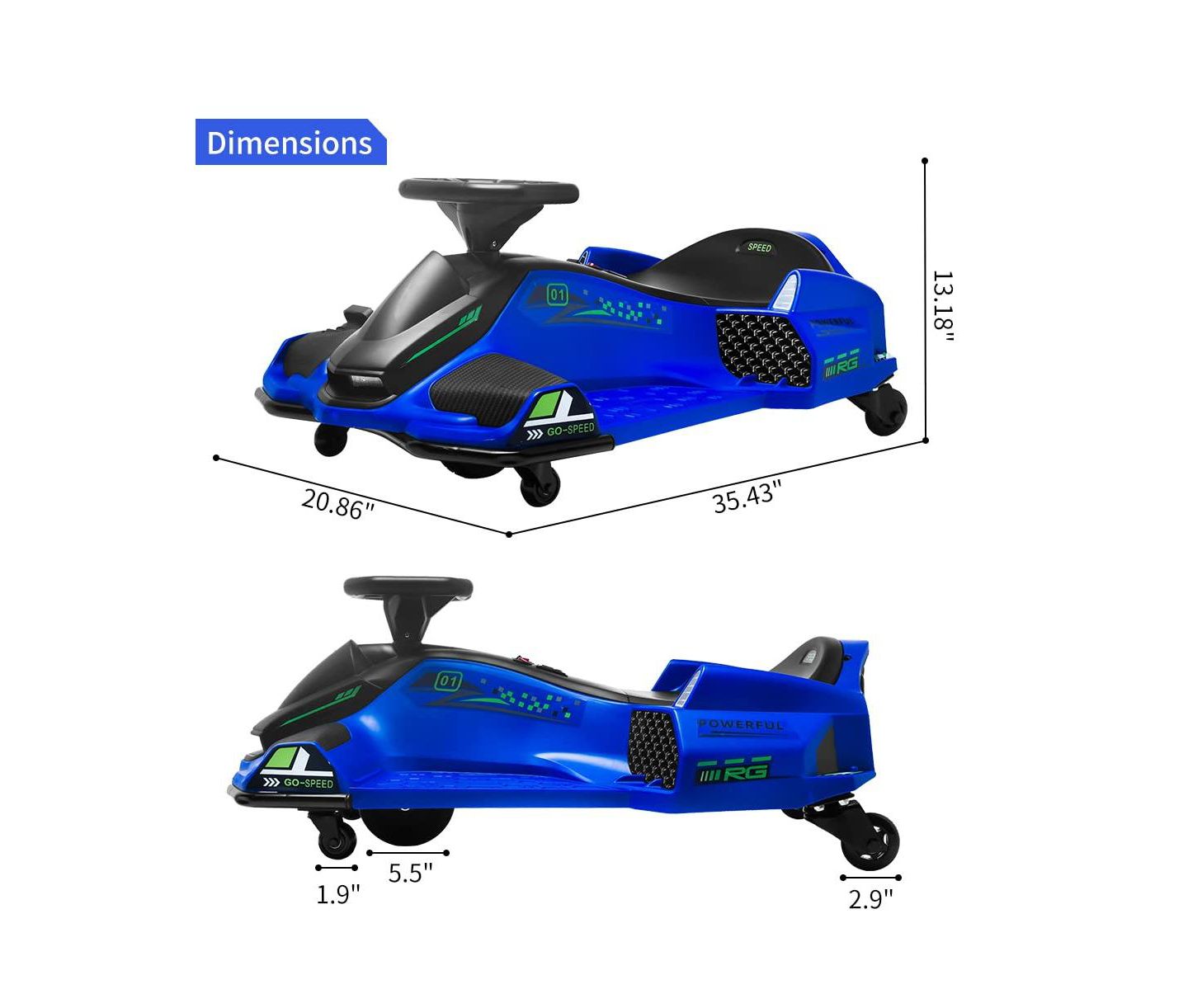 Детская игрушка homfan Ride On Drift Kart 24V Electric Go Kart, 110 lbs Capacity, Ages 8-12 — фото 2
