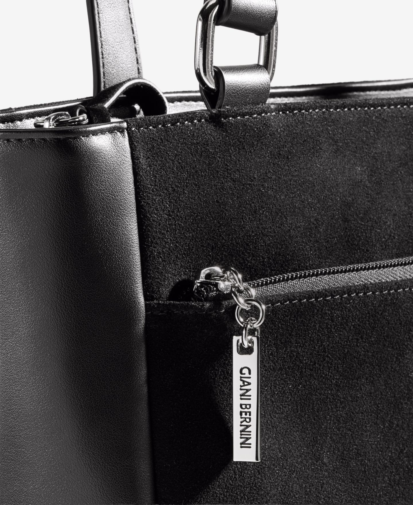 Женская сумка Giani Bernini Nappa Suede Combo Tulip Tote, цвет: Чёрный — фото 3
