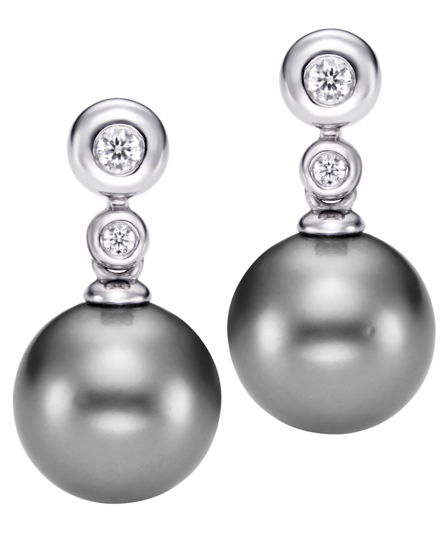 Cultured Tahitian Pearl (8-9mm) & Diamond (0.08 ct. t.w.) Stud Earrings
