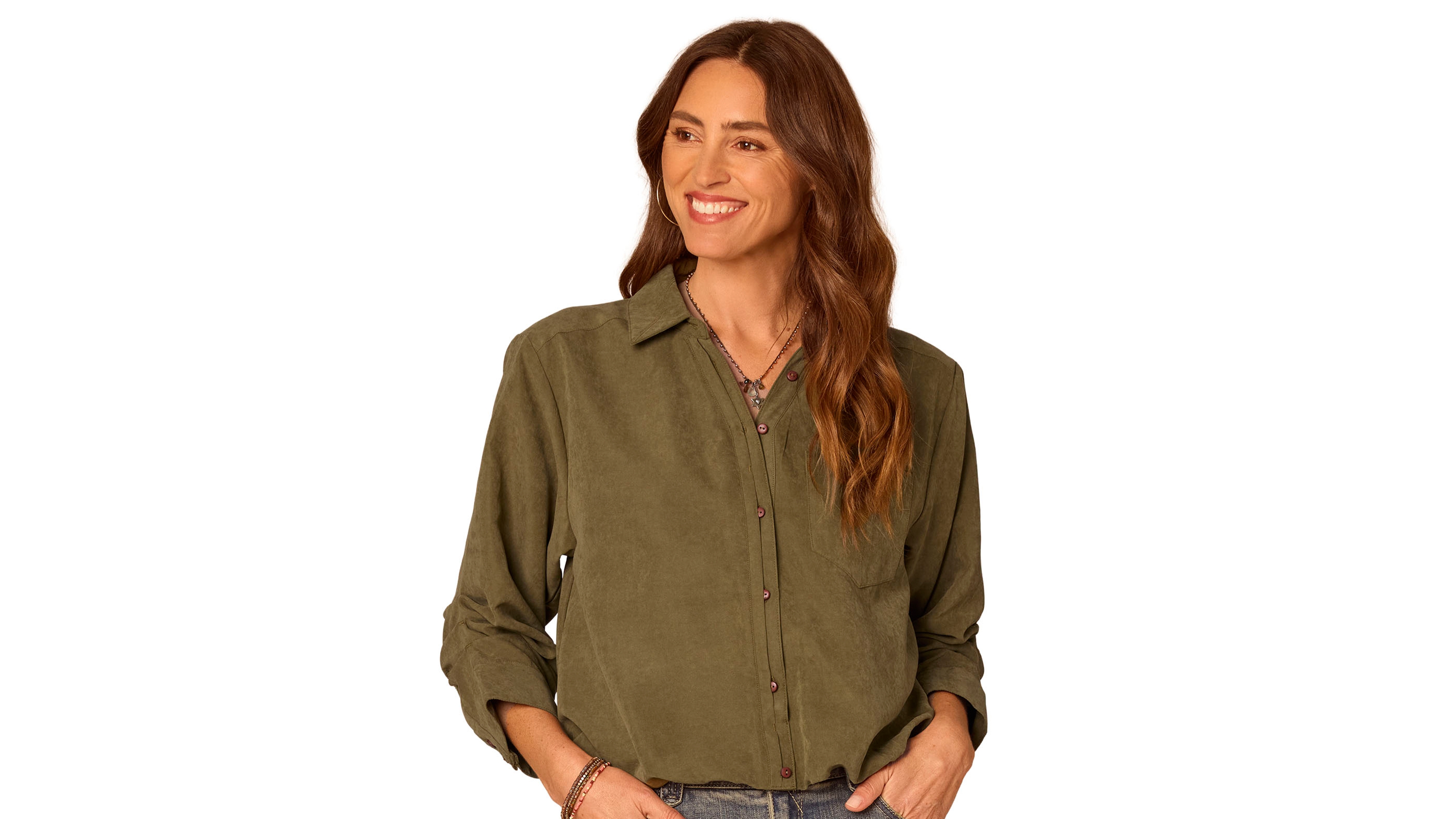Democracy Women's Spread-Collar Button-Front Top
