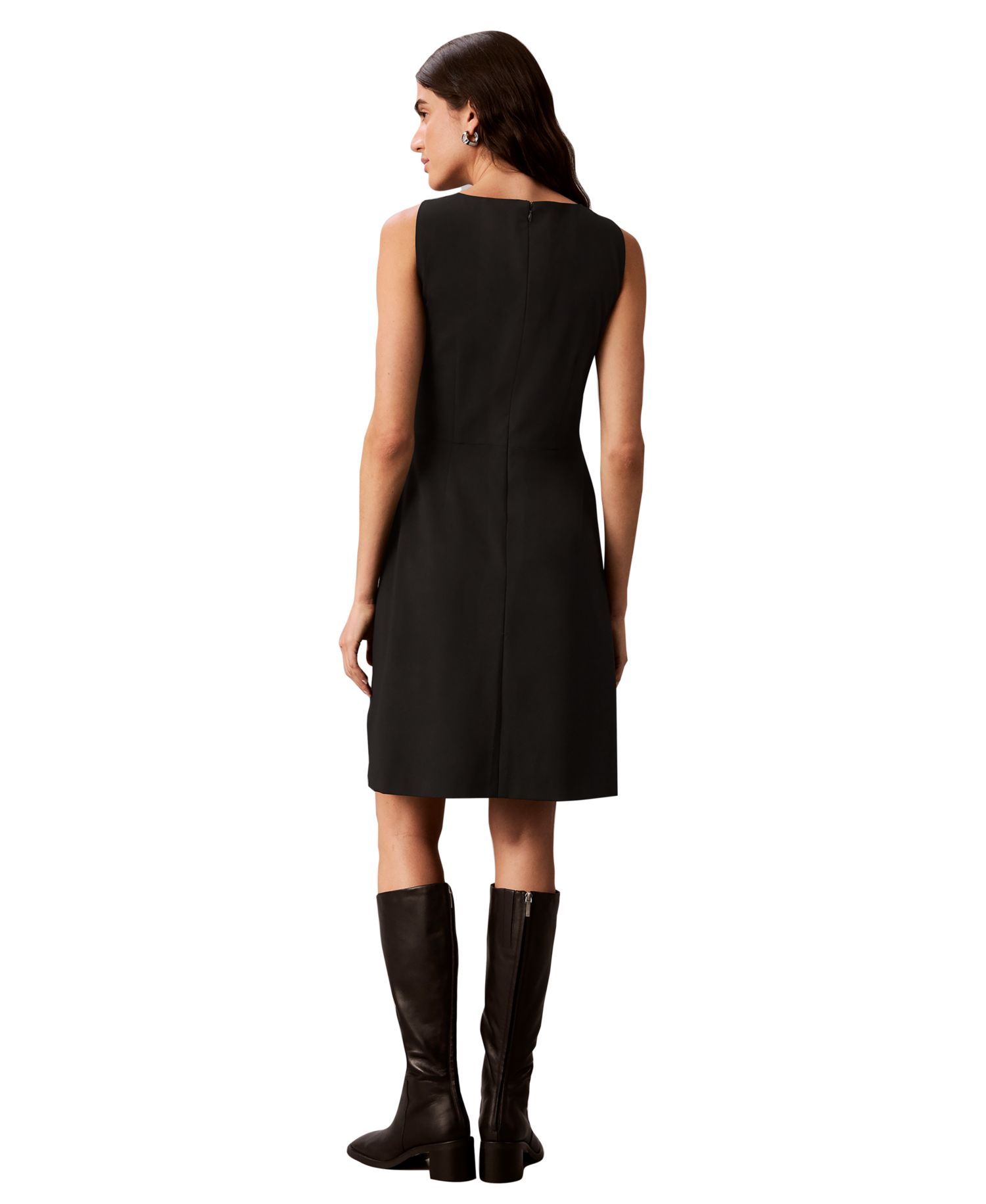 Women's Sleeveless Boat Neck Flared Mini Dress