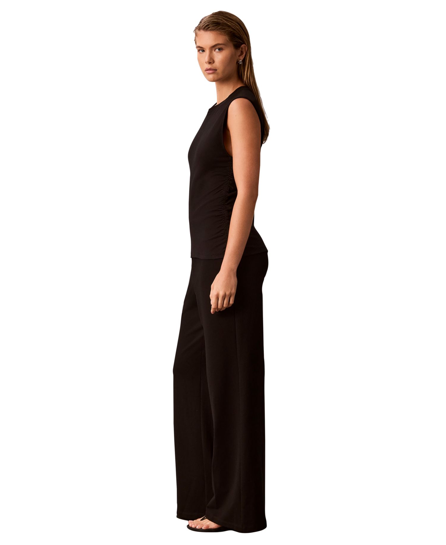 Women's Side Ruched Sleeveless T-Shirt