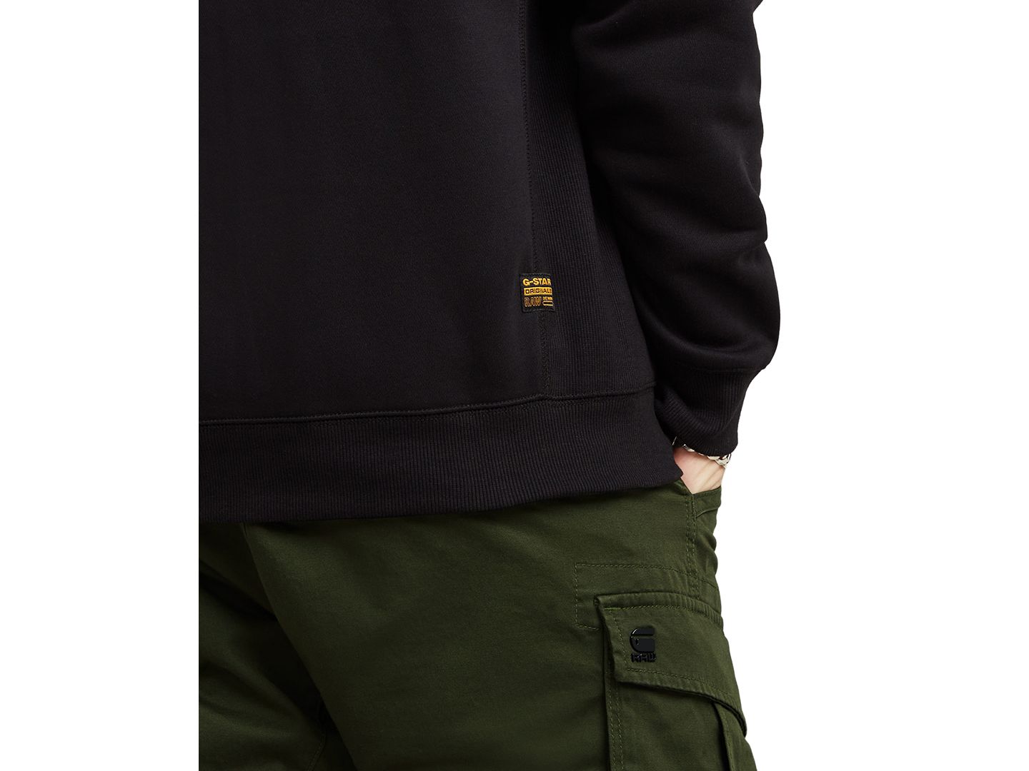 Мужское худи G-Star Raw Premium Full-Zip Hooded, цвет: Тёмный чёрный — фото 3