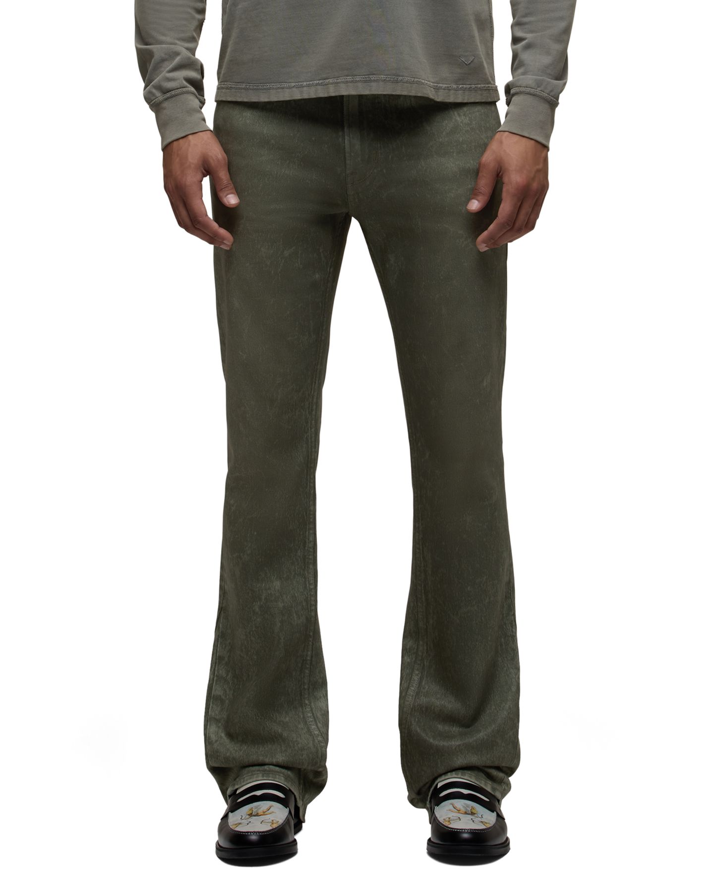 Мужские джинсы Hudson Jeans Walker Kick Flare Zip-Fly Slim-Fit, цвет: Оливковый — фото 1