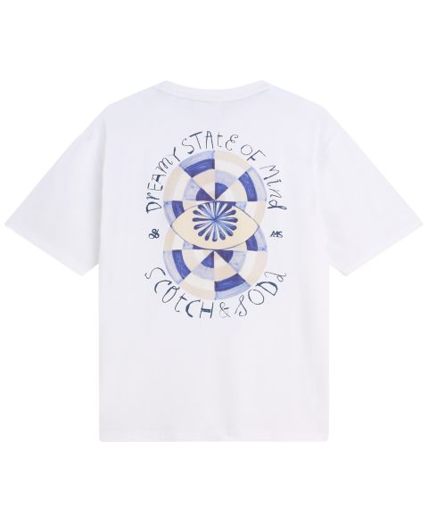 Мужская футболка SCOTCH & SODA Watercolor Artwork Relaxed-Fit, цвет: Яркий белый