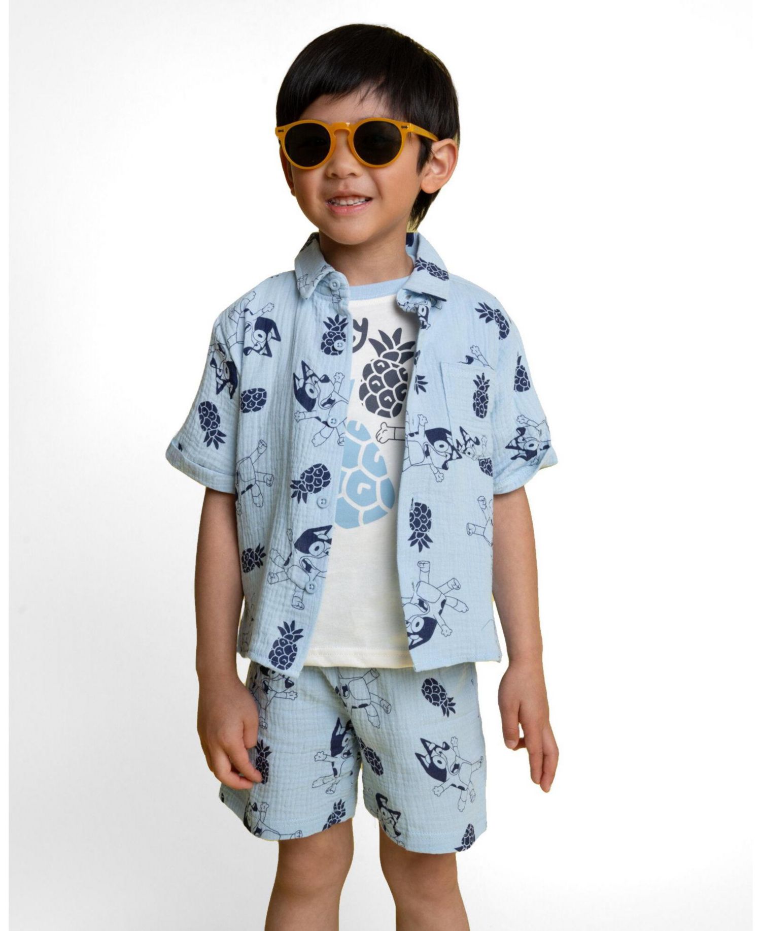 Toddler Boys 2T-4T Hawaiian Shirt, Tee and Shorts Set