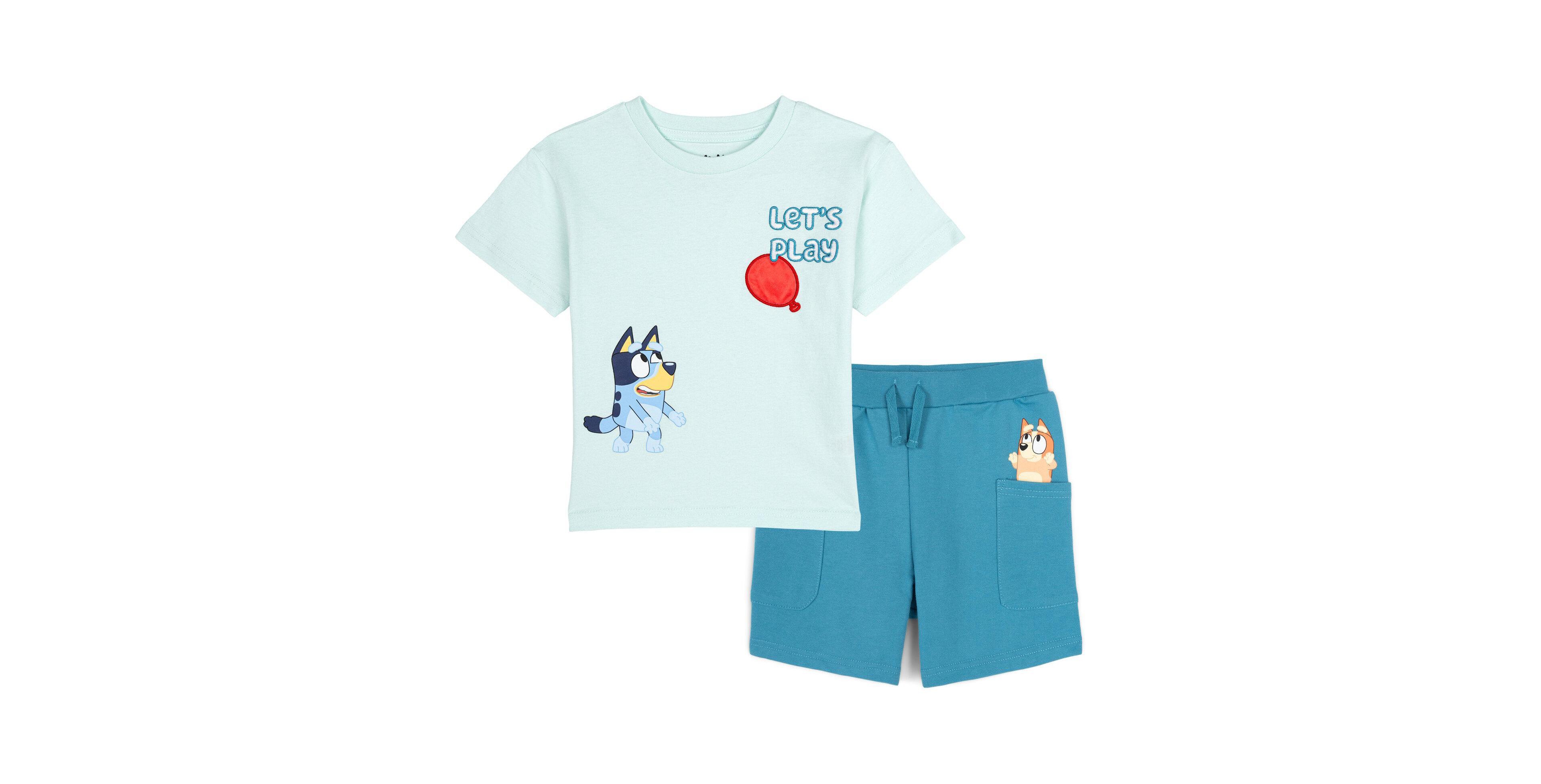 Bluey Toddler Boys Bingo Vintage Drop Shoulder T-Shirt and Shorts Outfit Set to